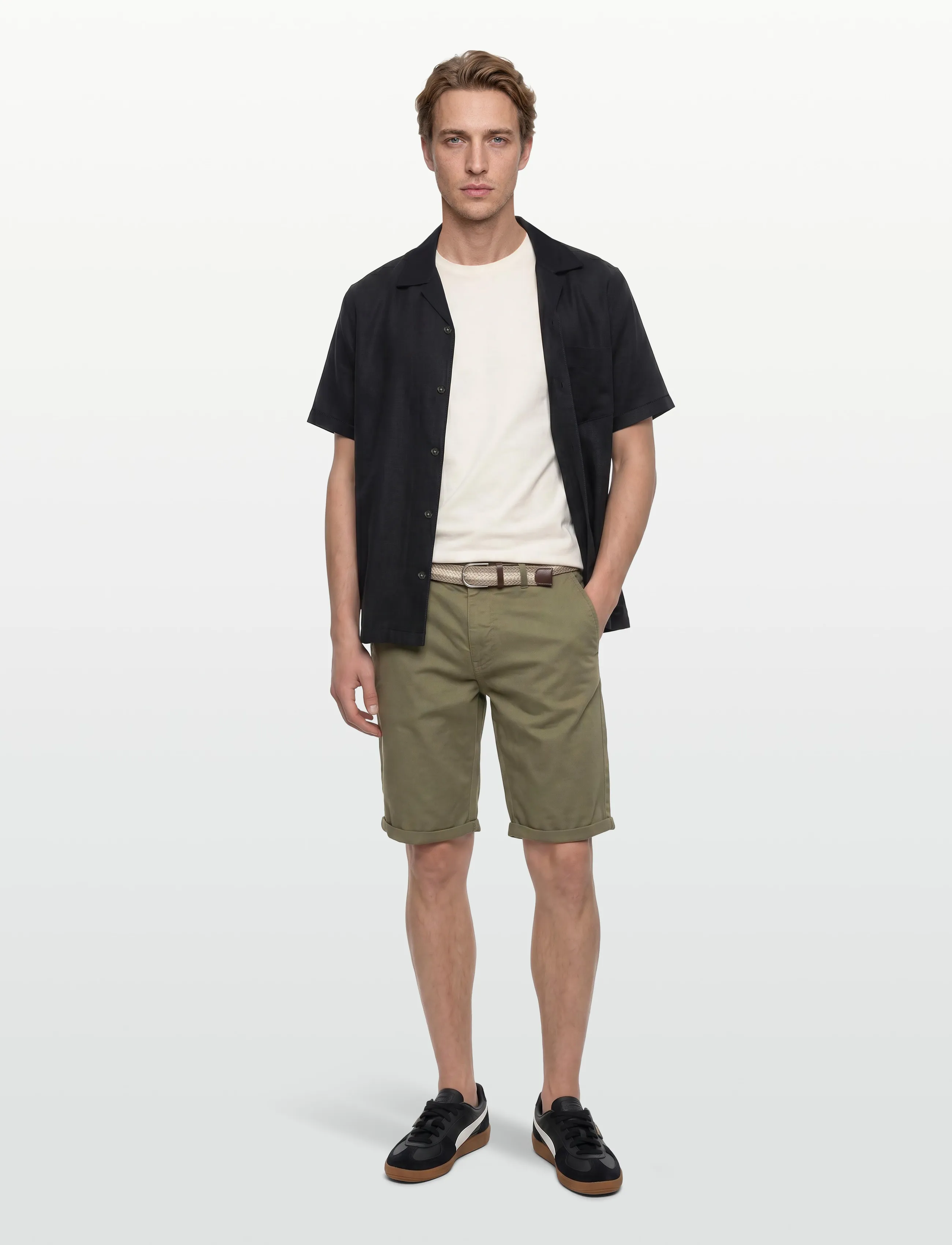 Shine Original - Superflex chino shorts w?. belt - chinos shorts - army - 0