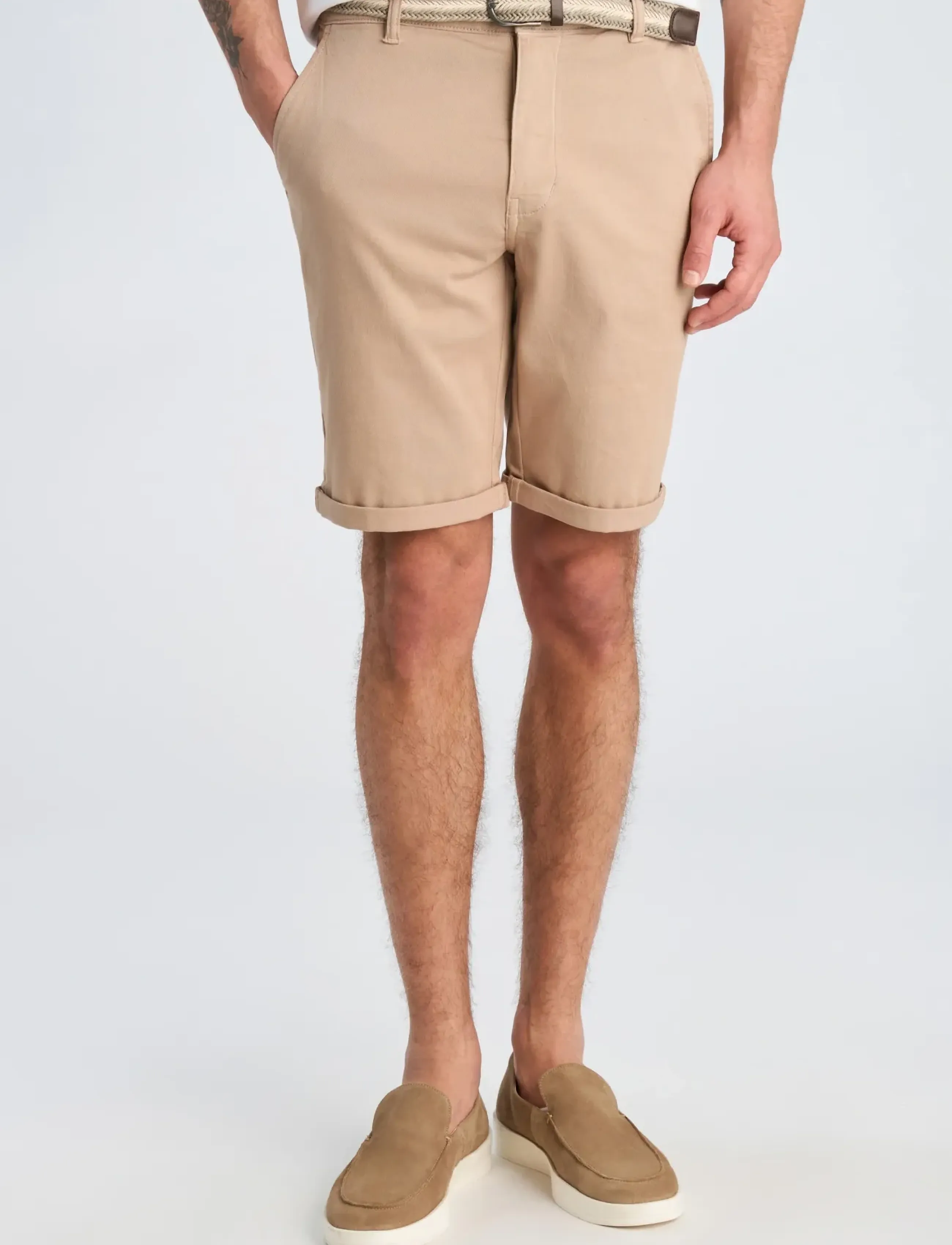 Shine Original - Superflex chino shorts w?. belt - chinos shorts - mid sand - 3