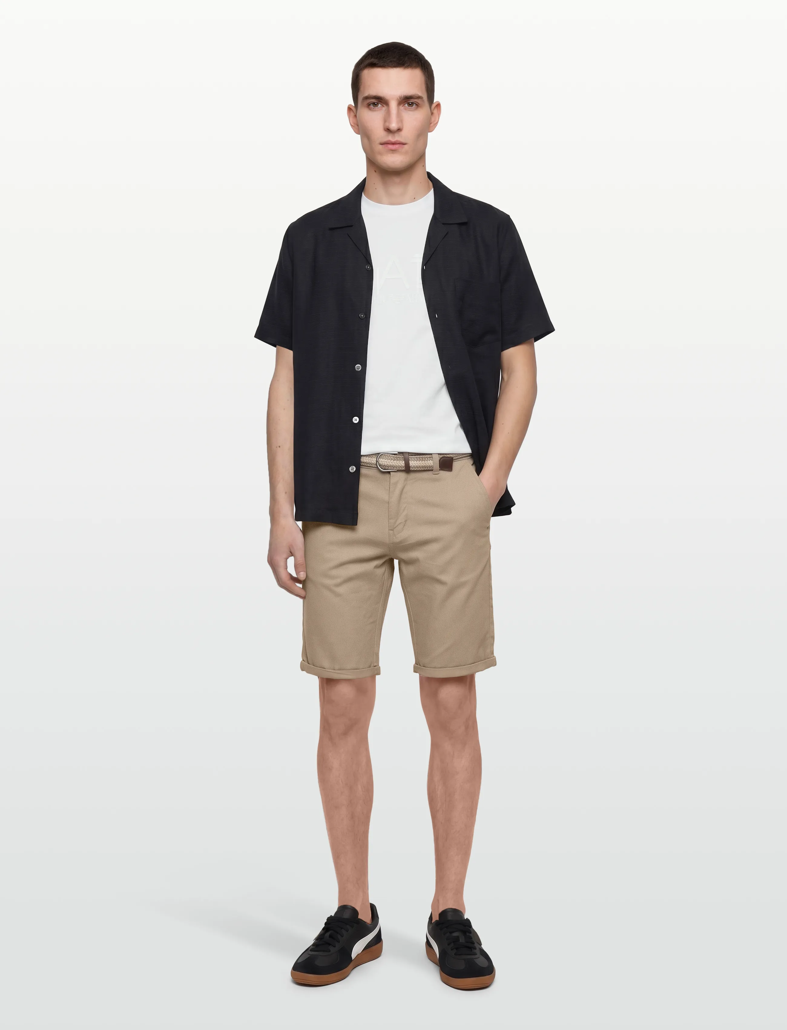 Shine Original - Superflex chino shorts w?. belt - chinos shorts - sand - 0