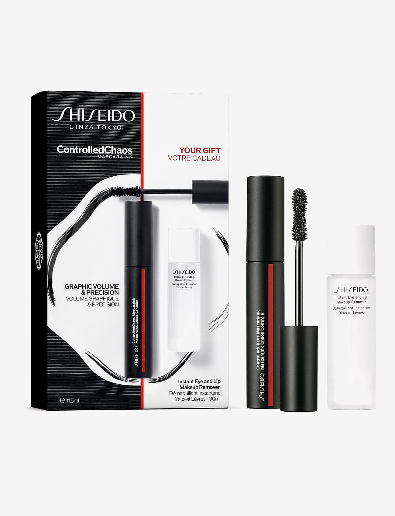 Shiseido - Gift Set Controlled Chaos Mascara + Eye & Lip Makeup Remover - mellem 200-500 kr - clear - 0