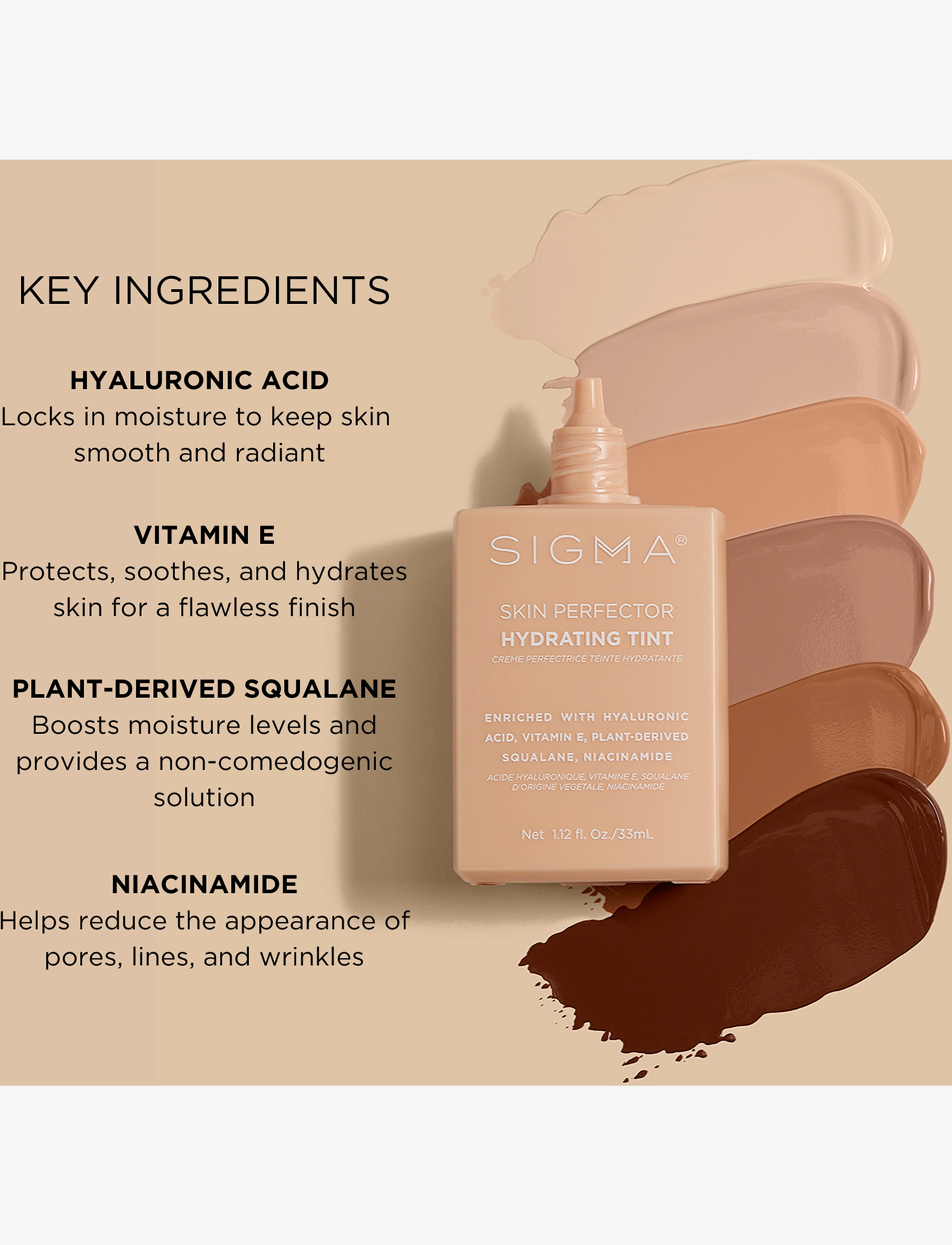 SIGMA Beauty - Skin Perfector Hydrating Tint - 2 - makeup - light beige - 2