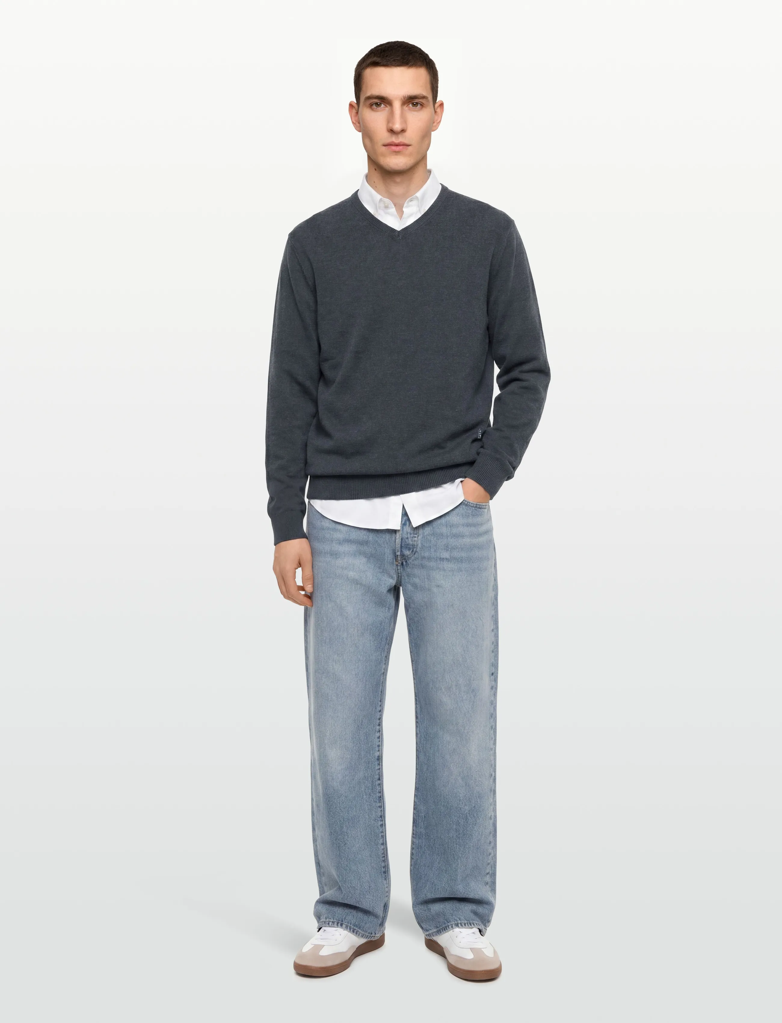 Signal - VERNSI V - knitted v-necks - blue grey melnage - 0
