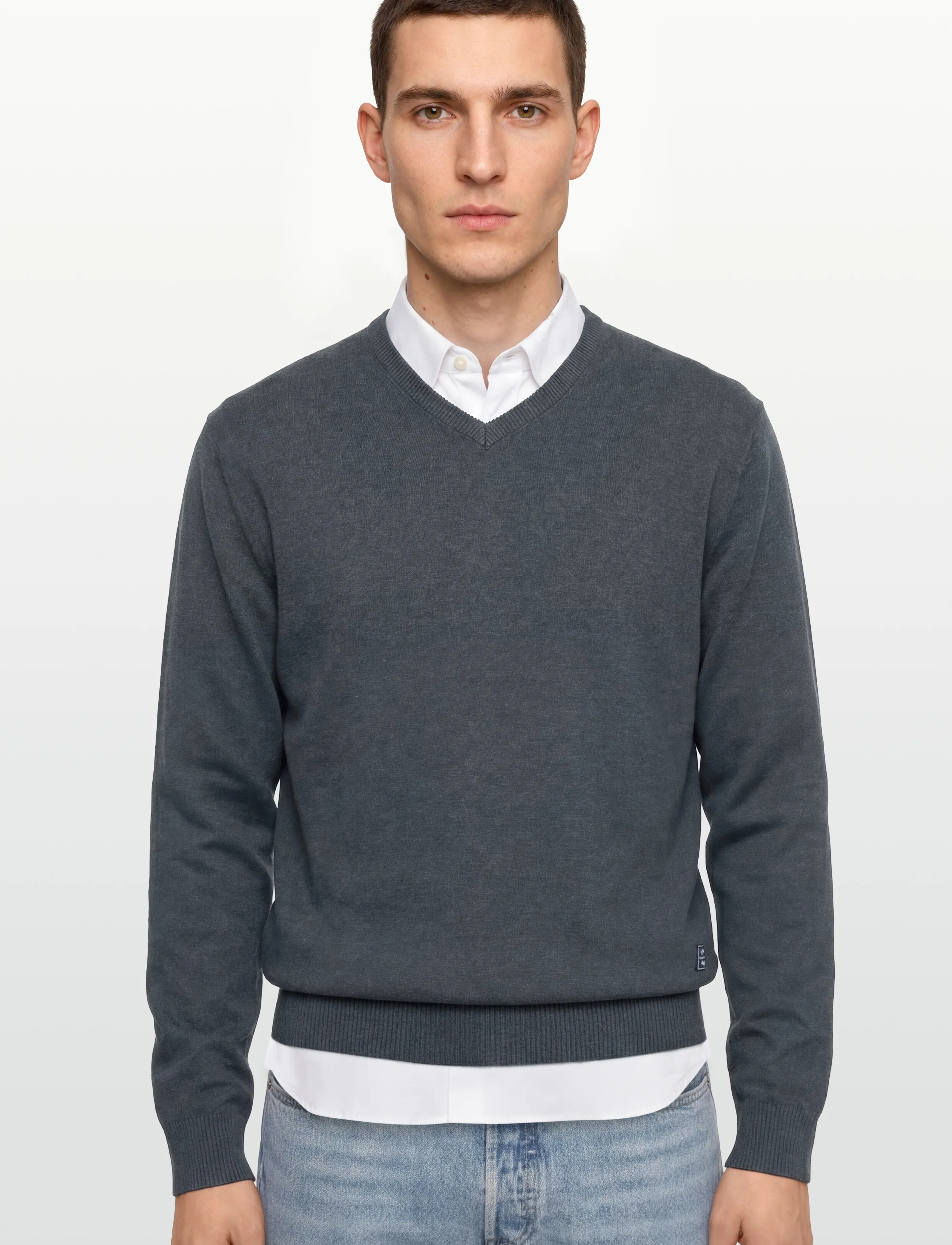 Signal - VERNSI V - knitted v-necks - blue grey melnage - 3