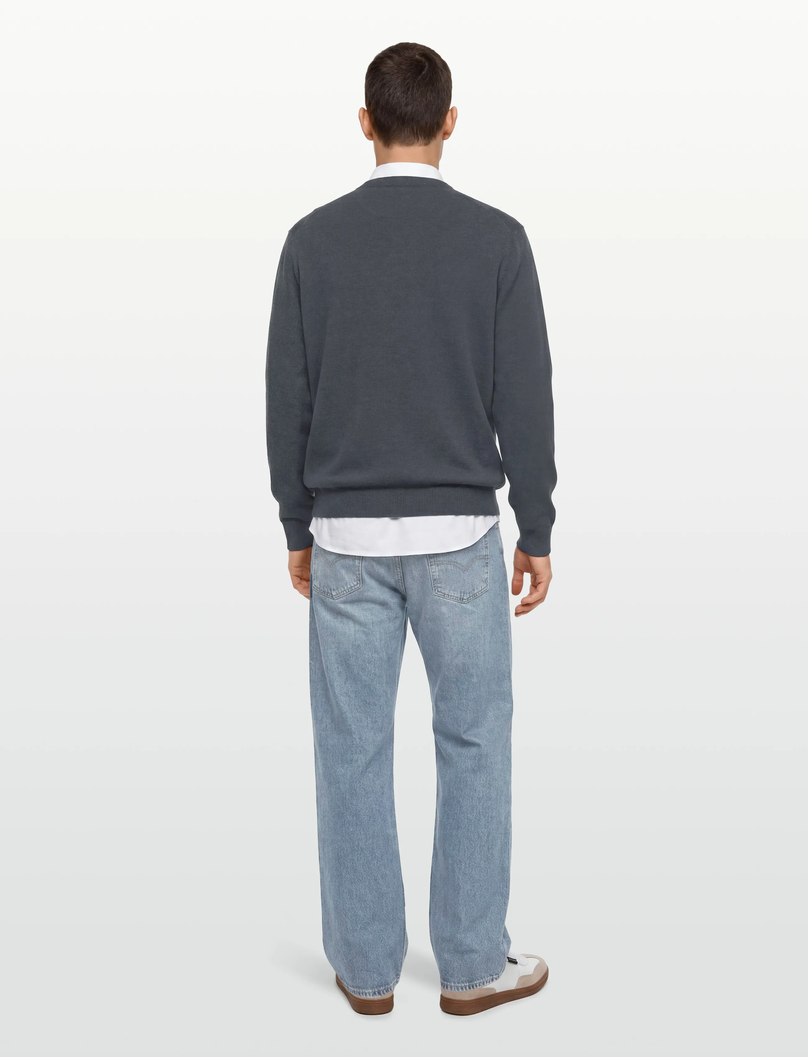 Signal - VERNSI V - knitted v-necks - blue grey melnage - 4
