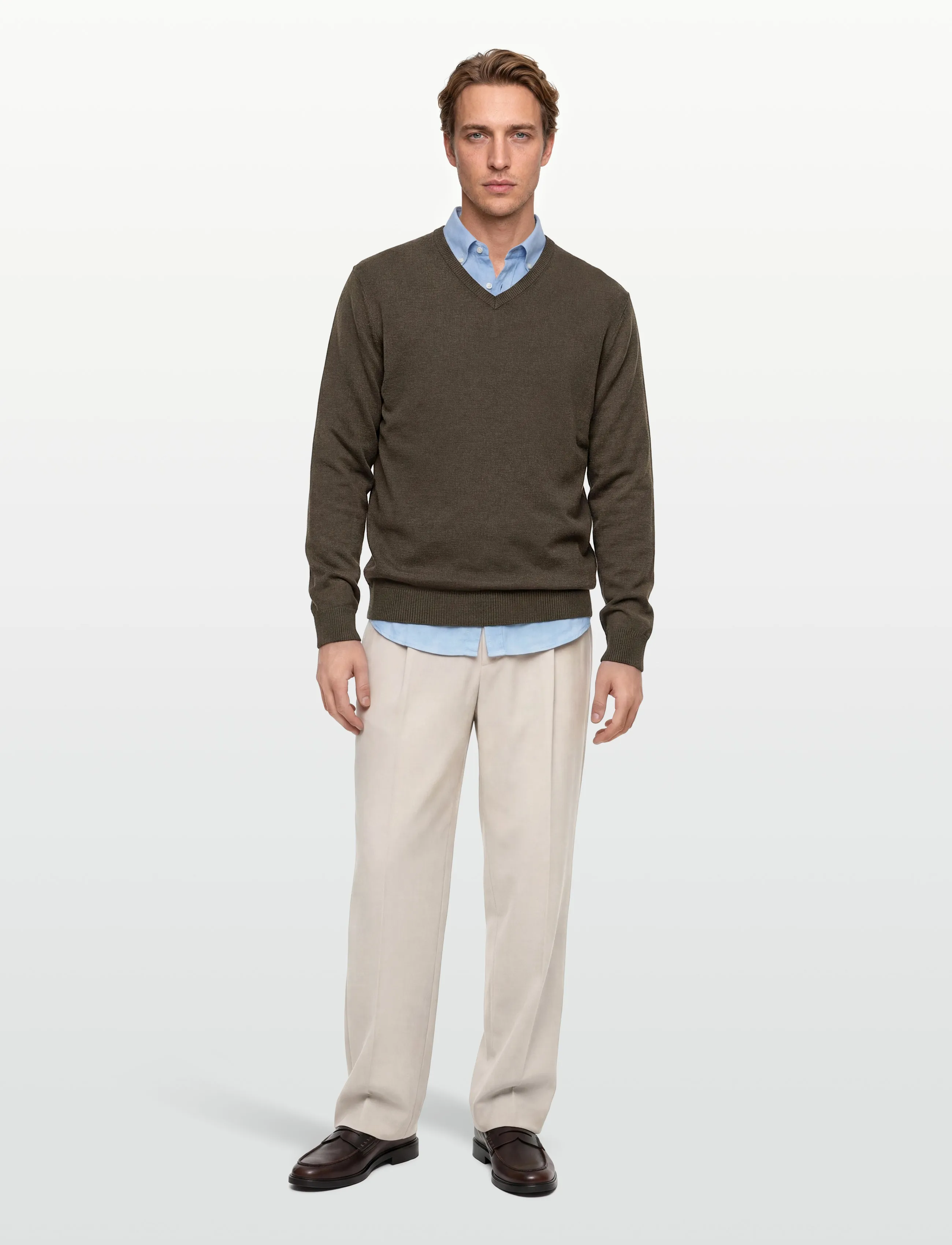 Signal - VERNSI V - knitted v-necks - brown licorice mel - 0