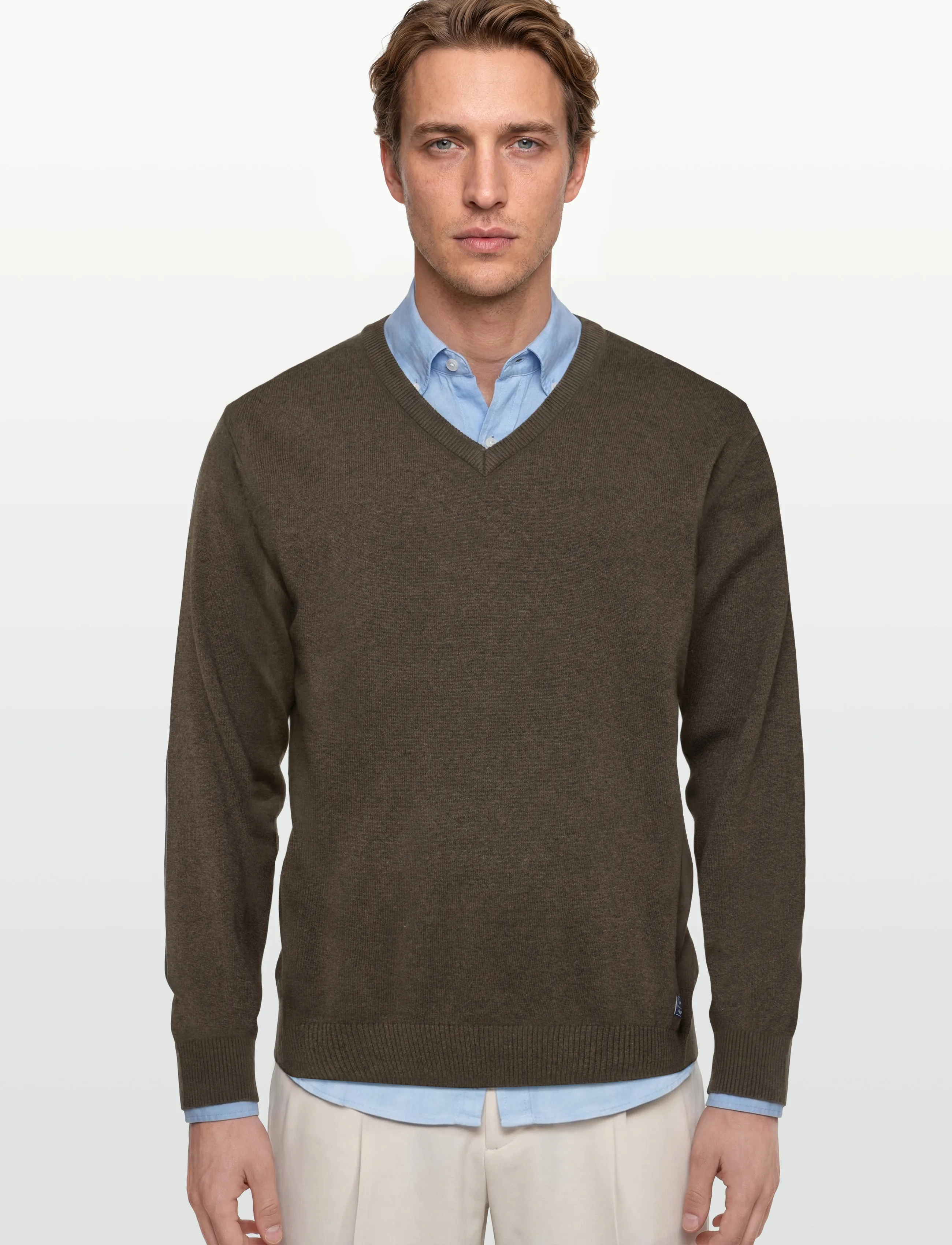 Signal - VERNSI V - knitted v-necks - brown licorice mel - 3