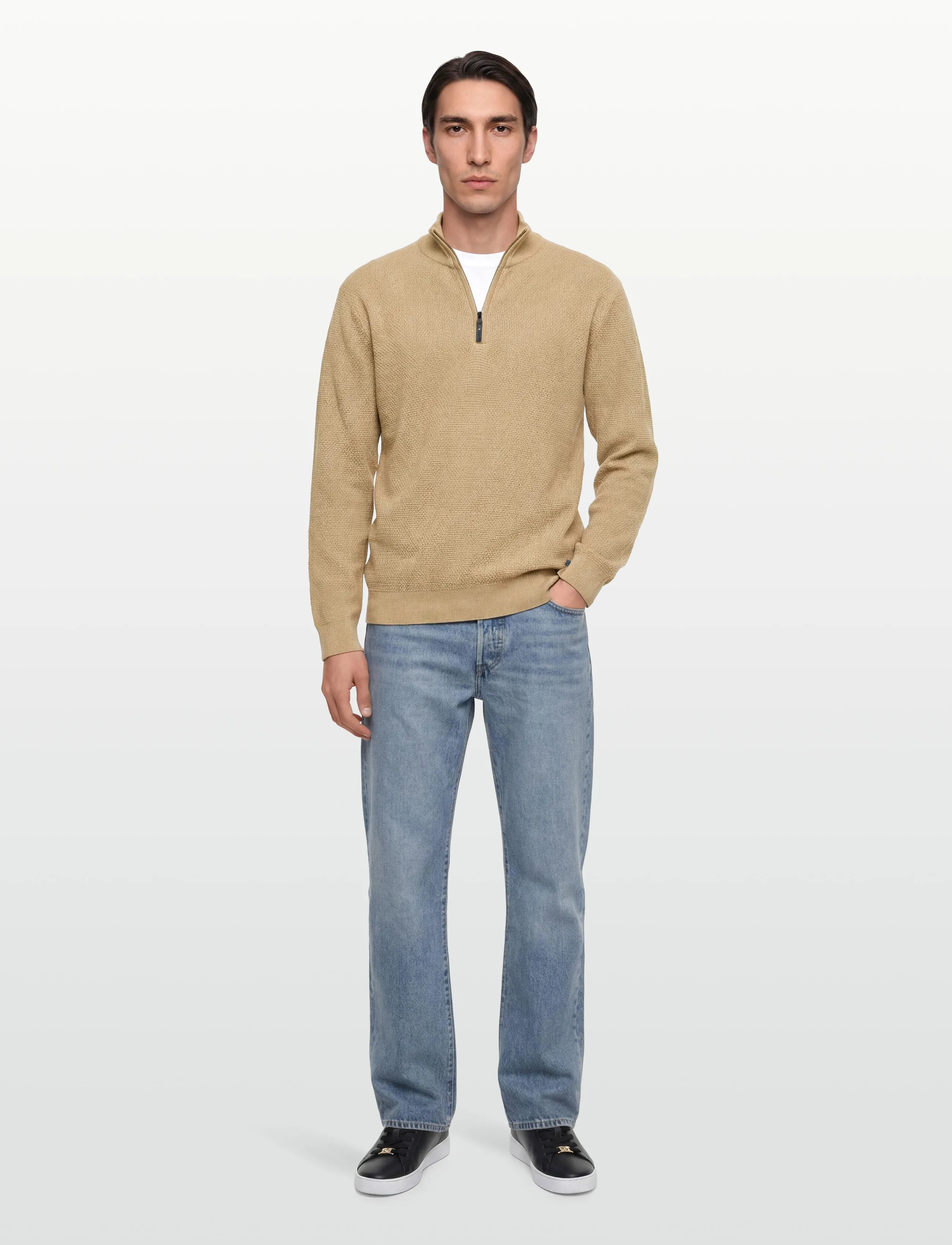 Signal - ALI STRUCTURE HALF ZIP - män - camel tint melange - 0