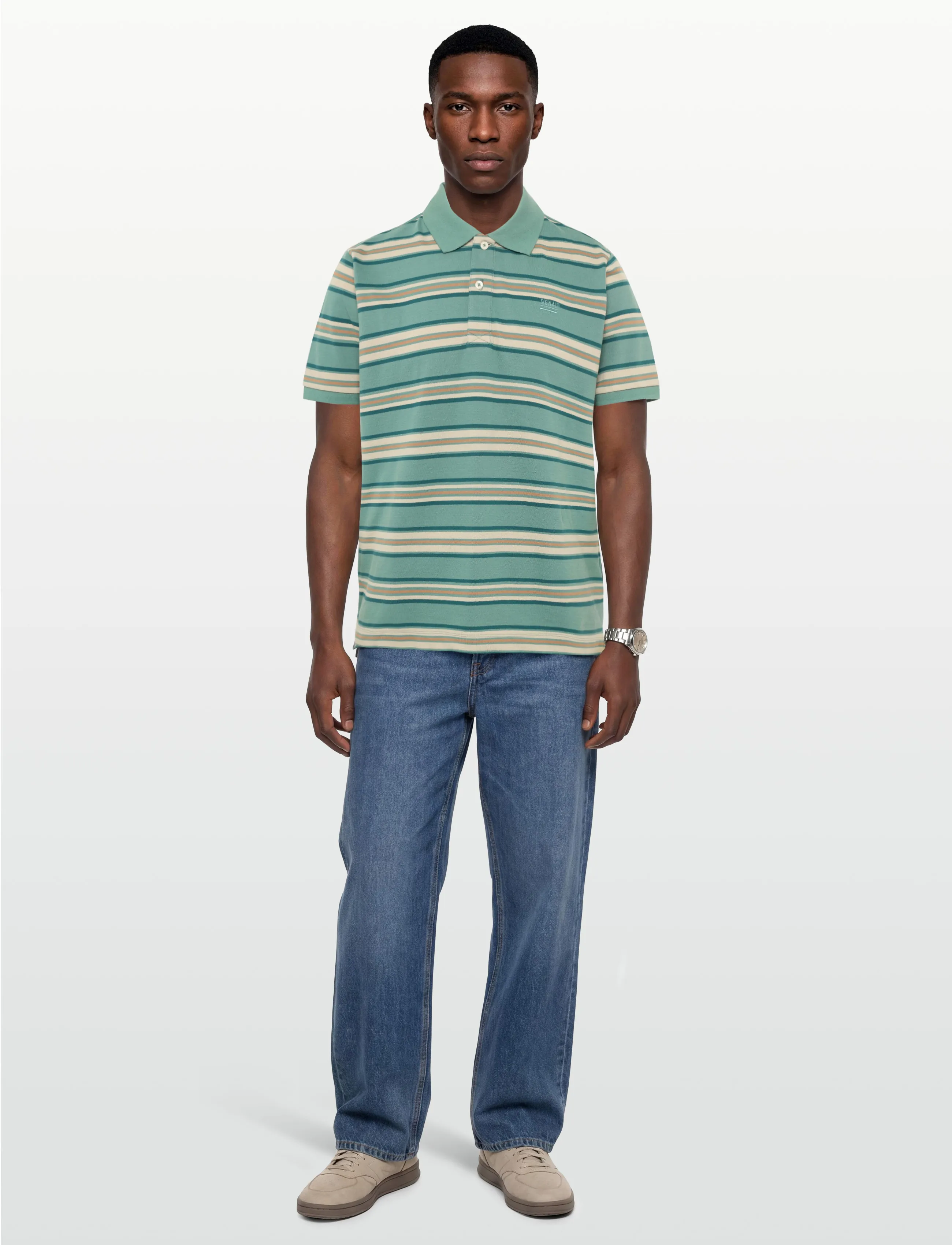 Signal - FITZSI MULTI STRIPE POLO - kortærmede poloer - ocean teal - 0