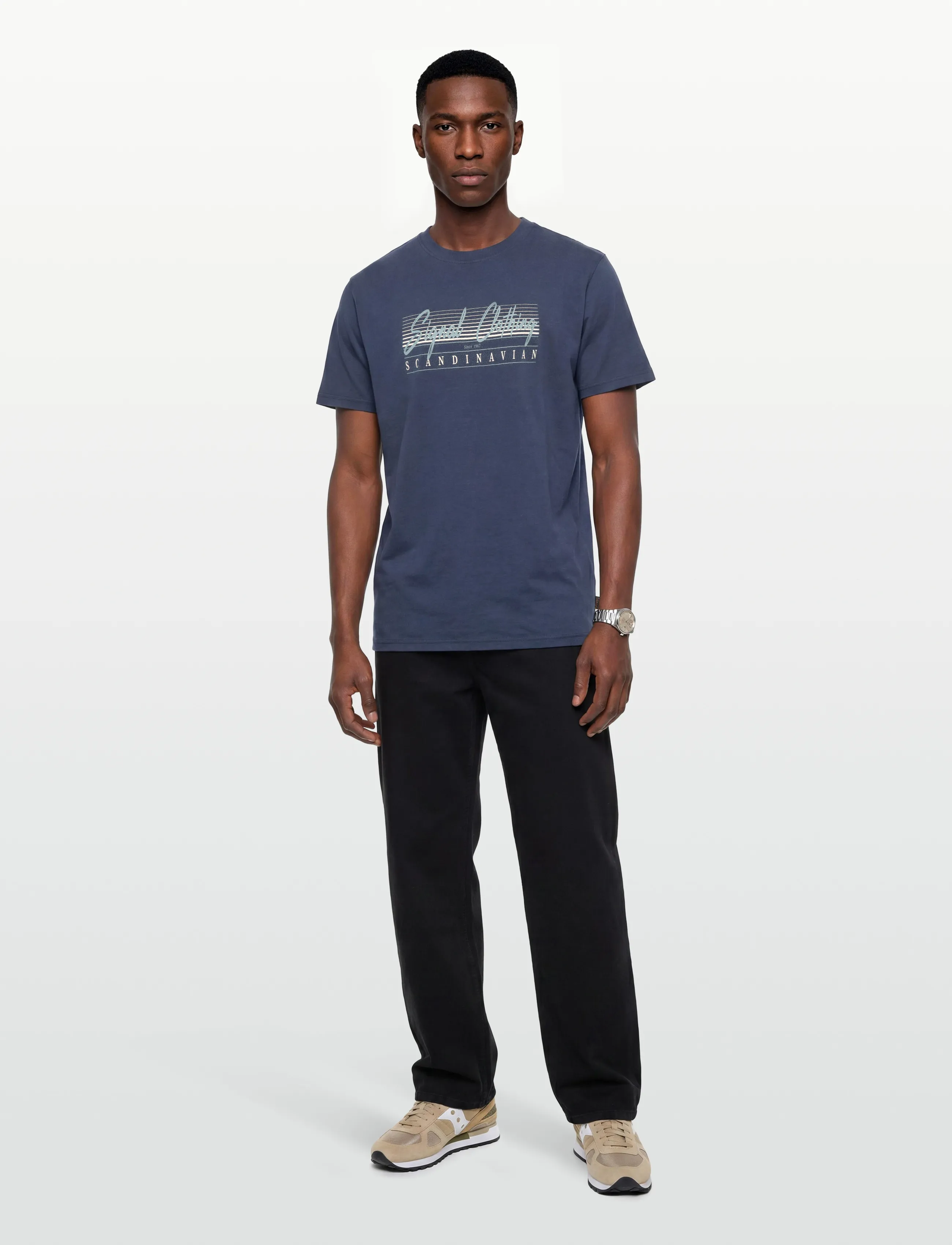 Signal - LIAMSI FRONT PRINT TEE - lägsta priserna - duke blue melange - 0