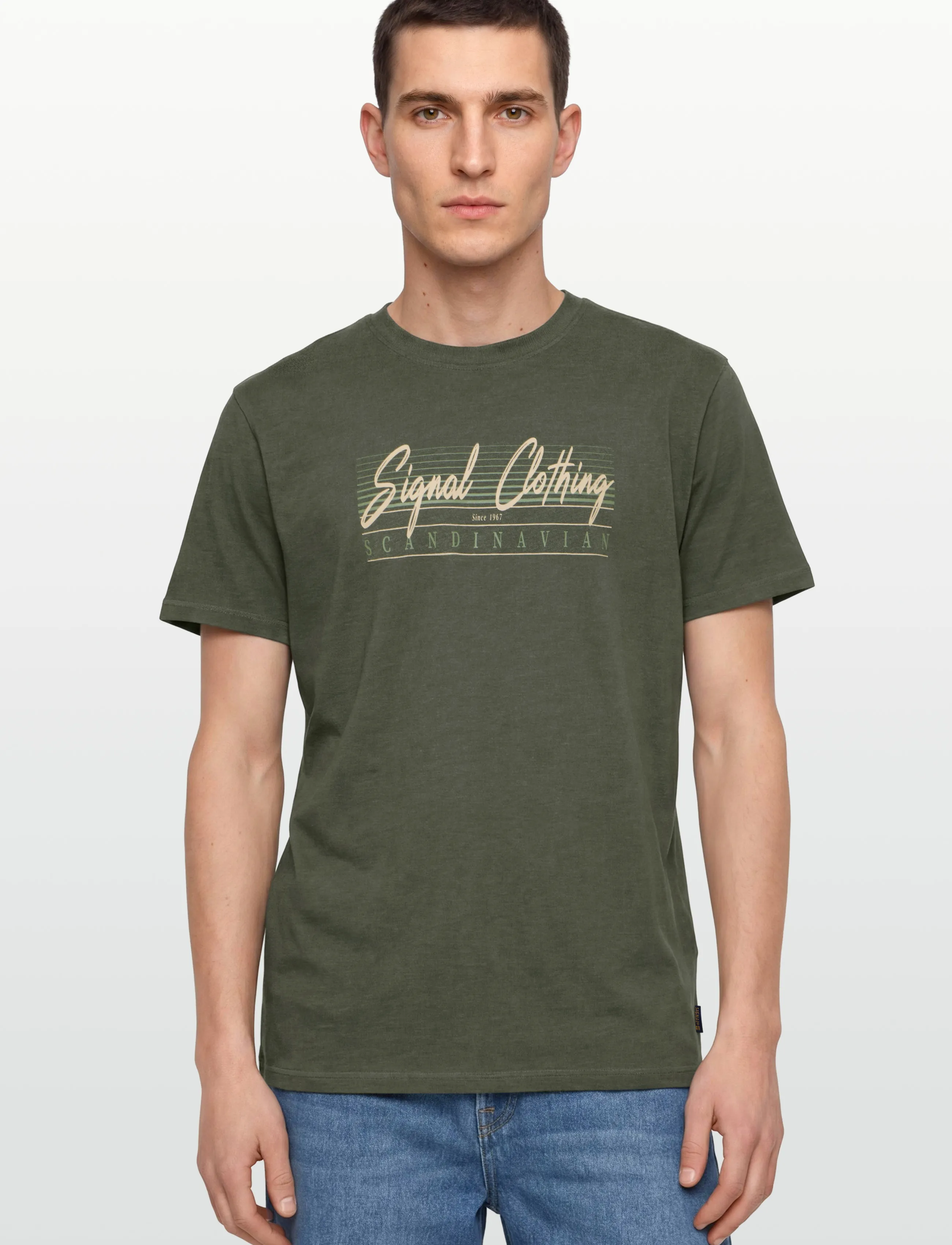 Signal - LIAMSI FRONT PRINT TEE - lägsta priserna - full green melange - 3