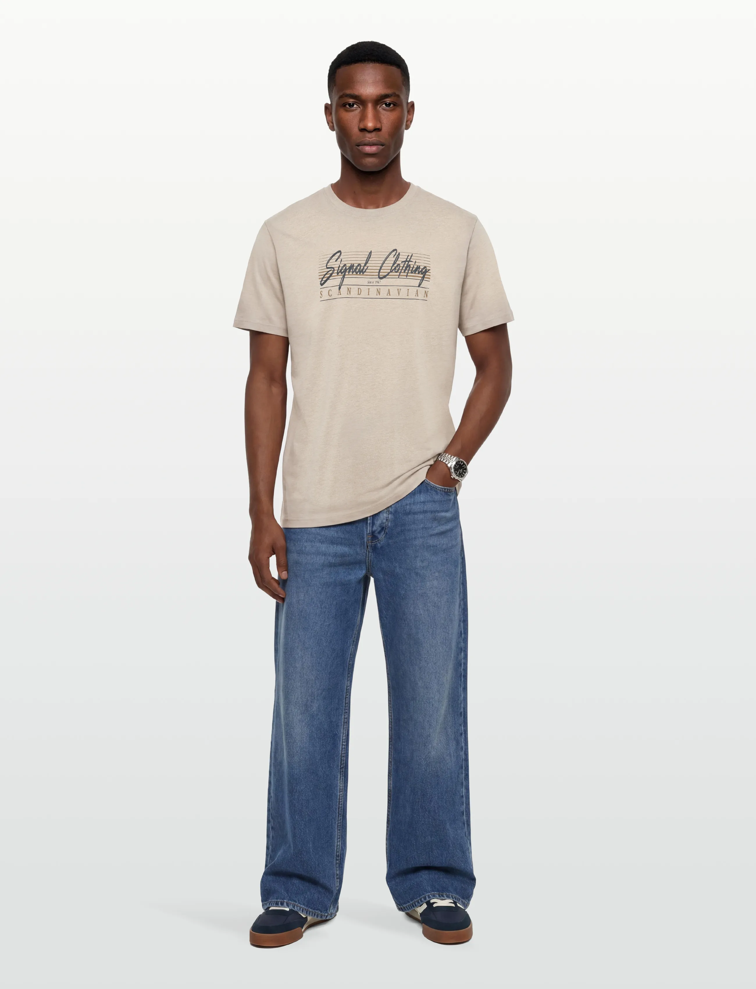 Signal - LIAMSI FRONT PRINT TEE - lägsta priserna - savanna sand melange - 0