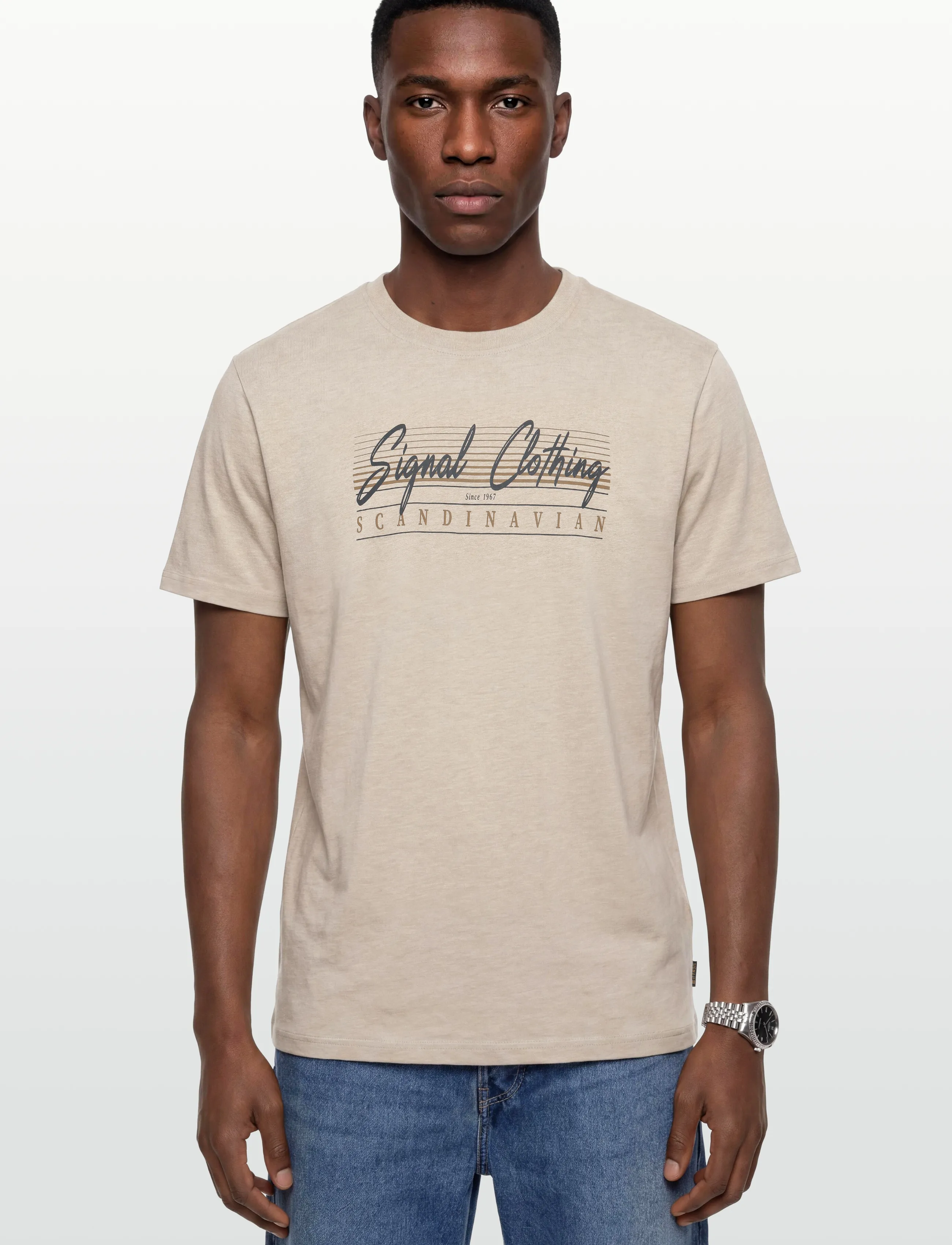 Signal - LIAMSI FRONT PRINT TEE - lägsta priserna - savanna sand melange - 3