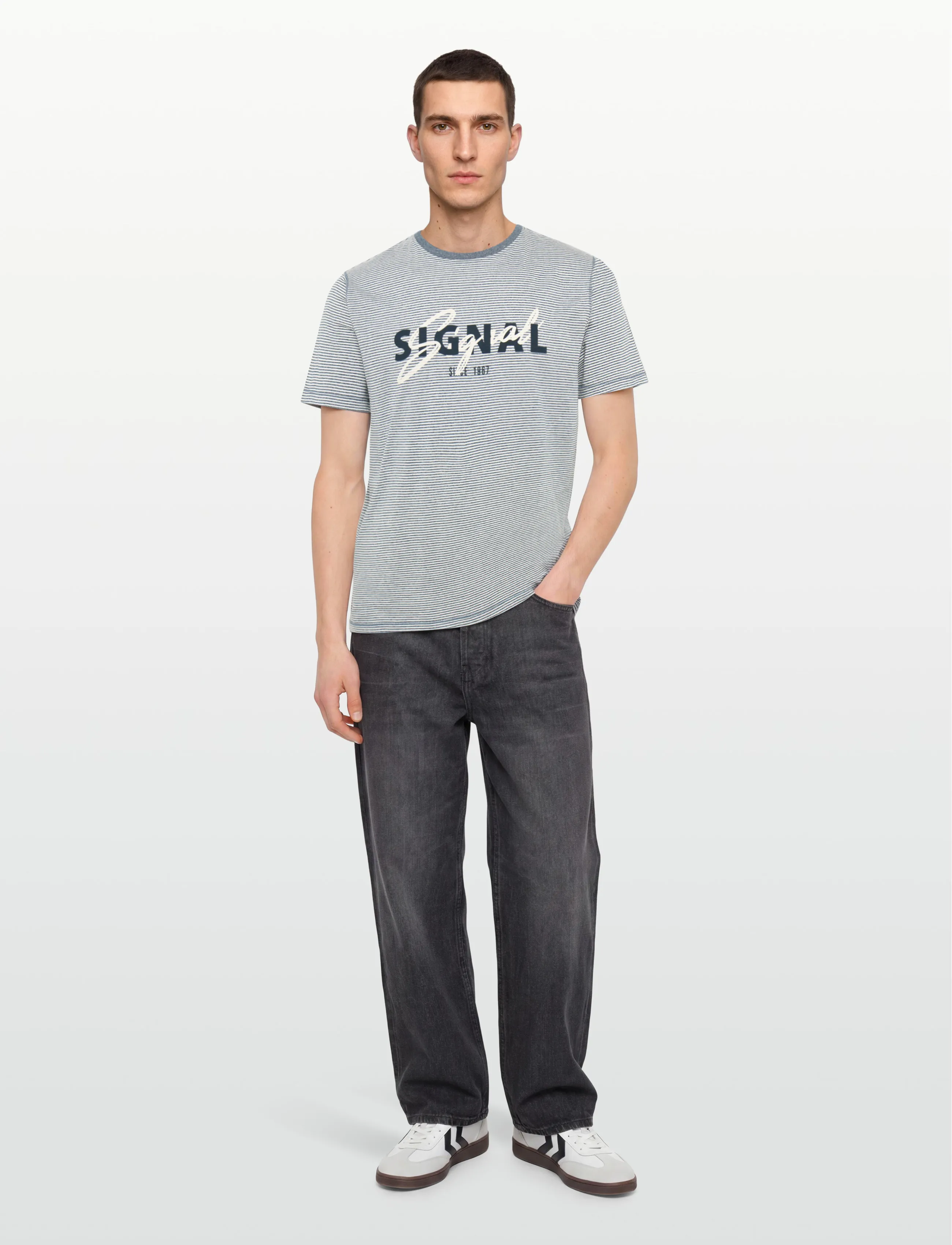 Signal - LUKESI PRINT STRIPE TEE - die niedrigsten preise - blue autumn - 0