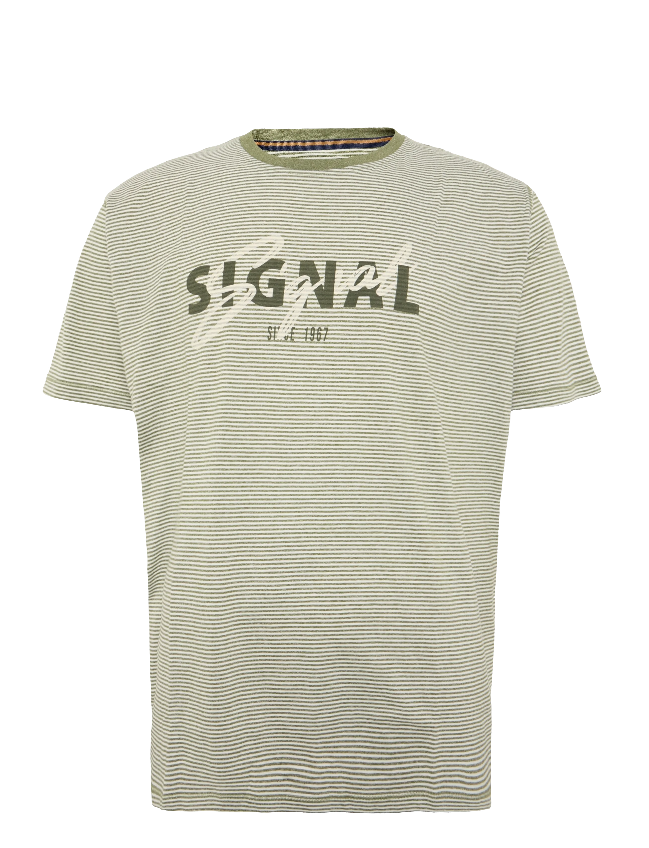 Signal LUKESI PRINT STRIPE TEE - T-shirts - OLIVE GARDEN / green