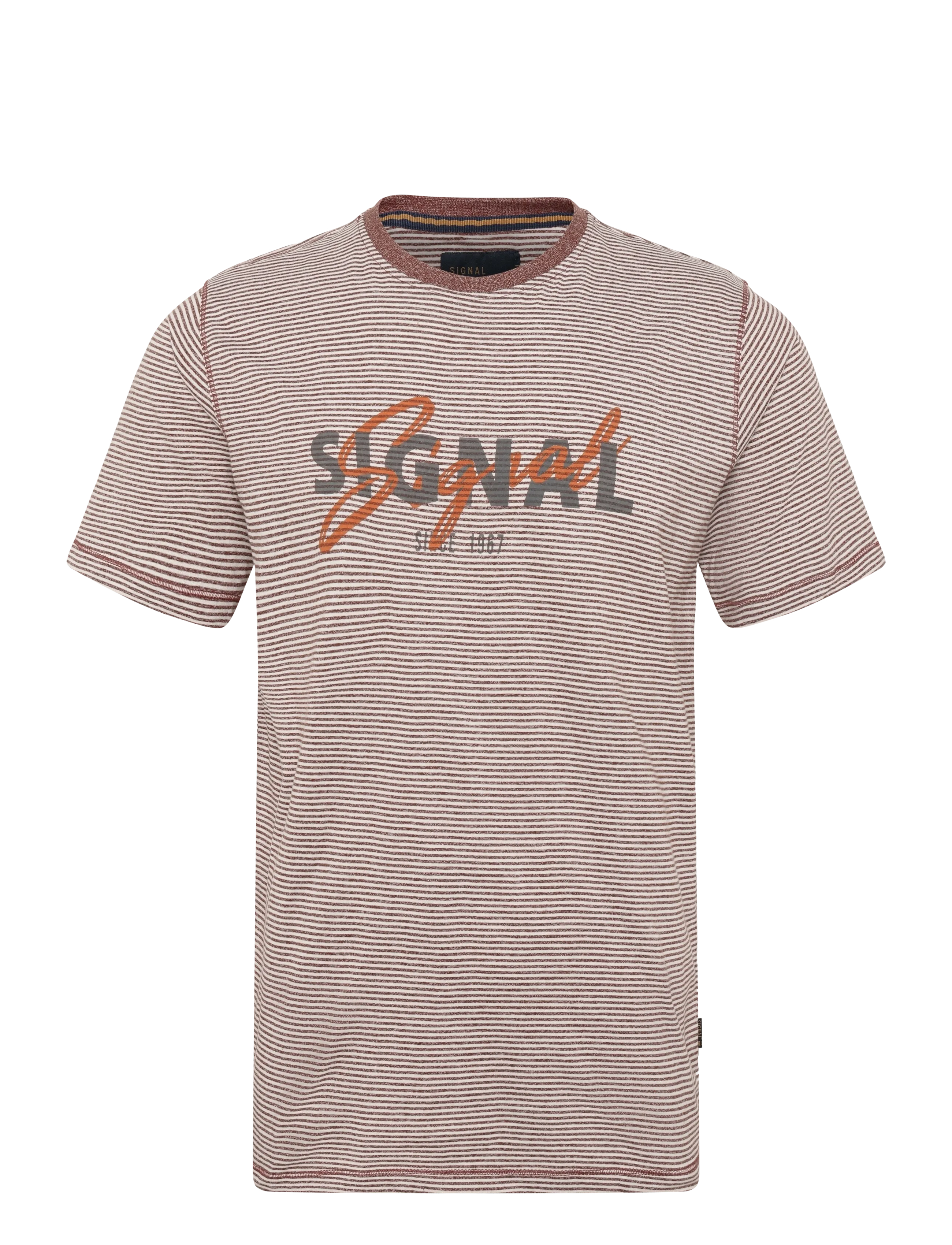 SIGNAL Lukesi Print Stripe Tee Braun - M - Herren
