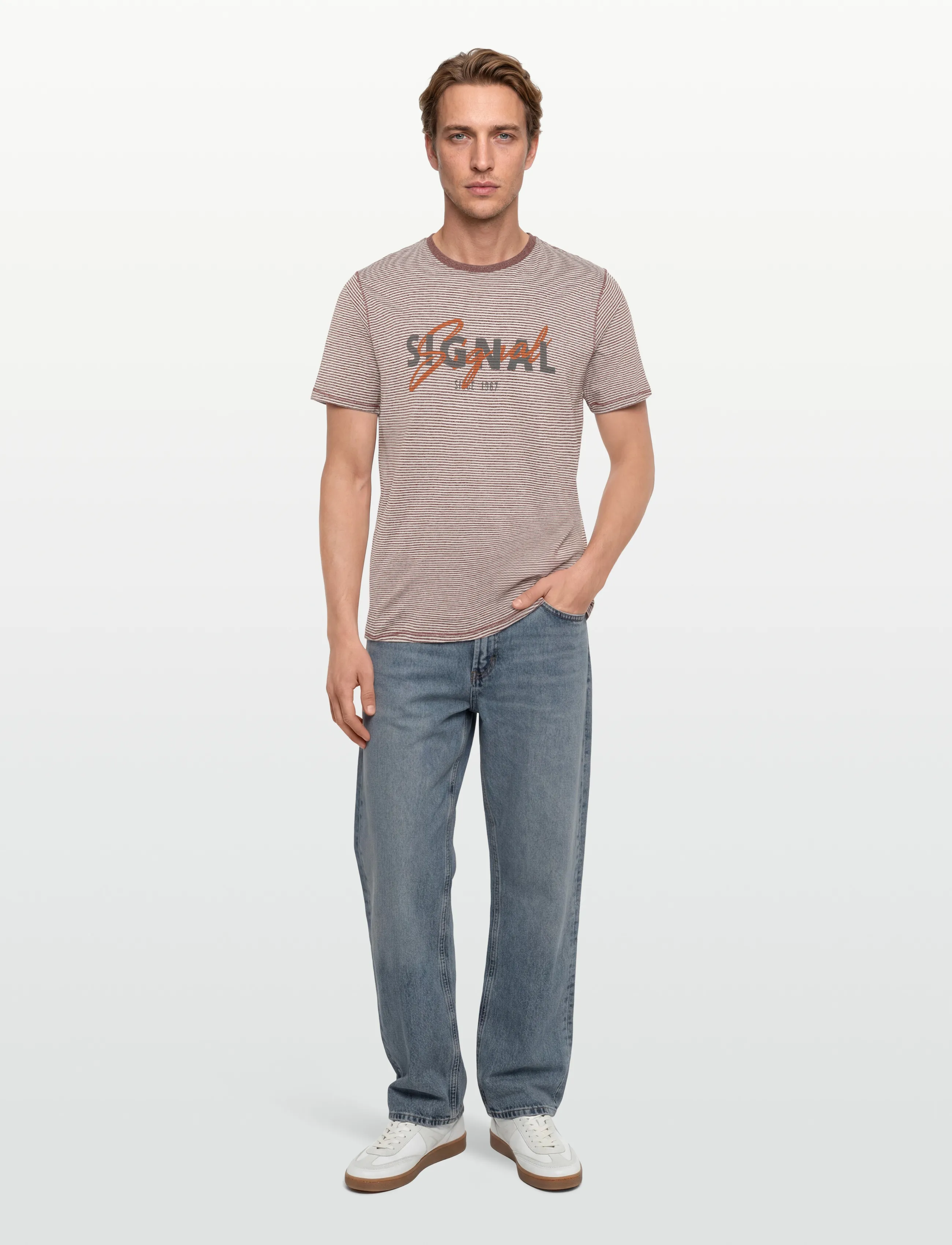 Signal - LUKESI PRINT STRIPE TEE - laveste priser - tandoorired - 0
