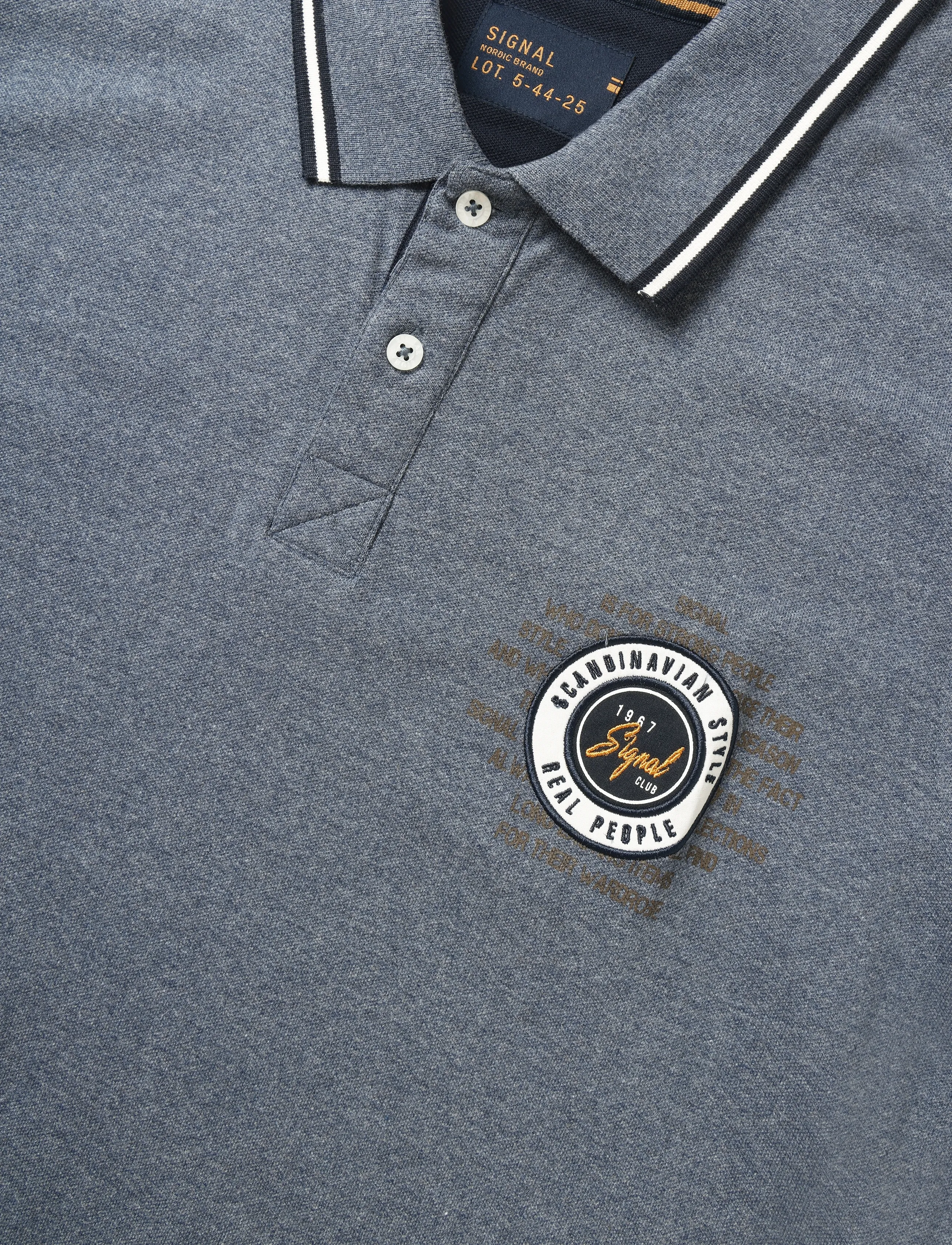 Signal - LUCASSI BADGE POLO - kortärmade pikéer - blue autumn melange - 5