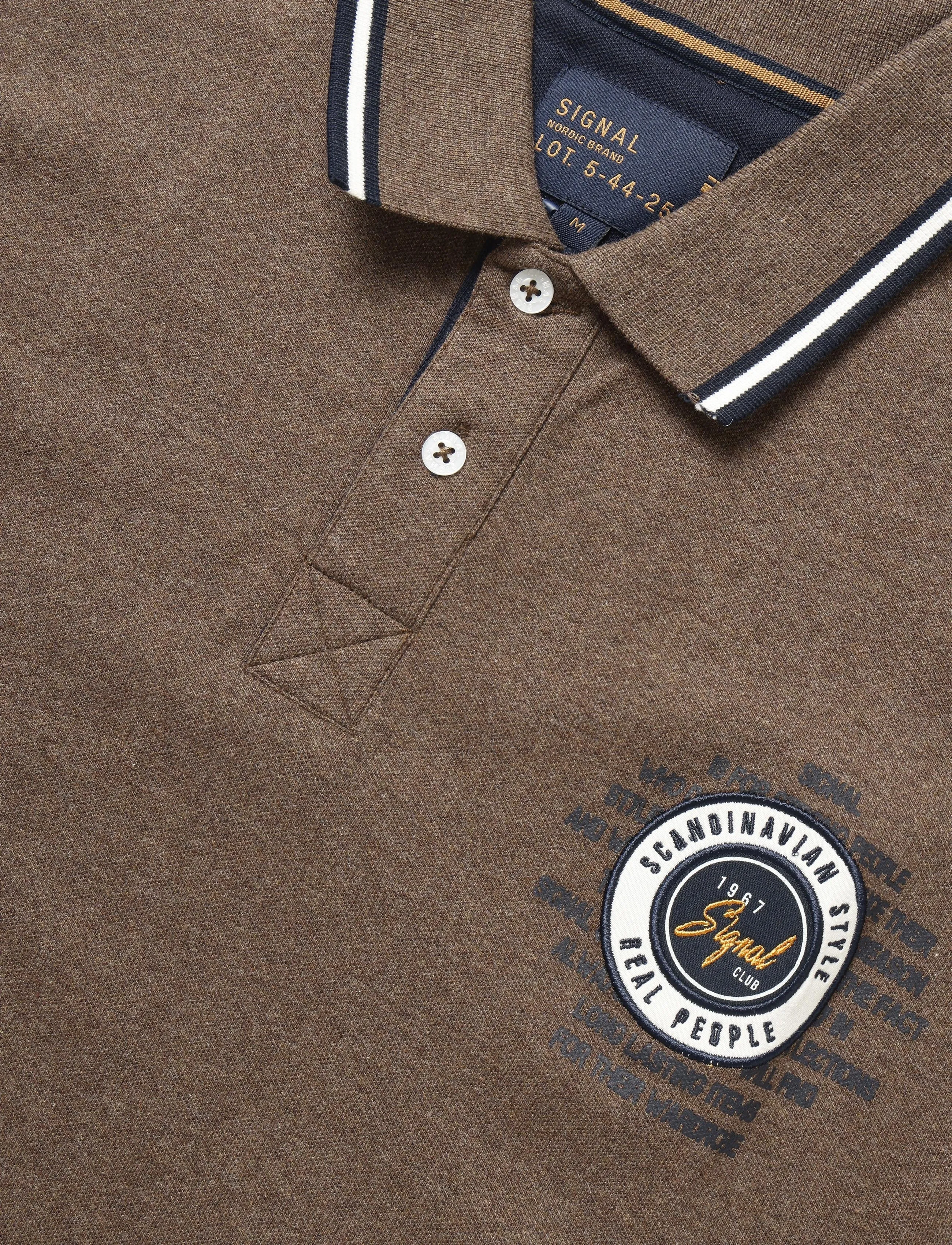 Signal - LUCASSI BADGE POLO - short-sleeved polos - chocolat brown melange - 5