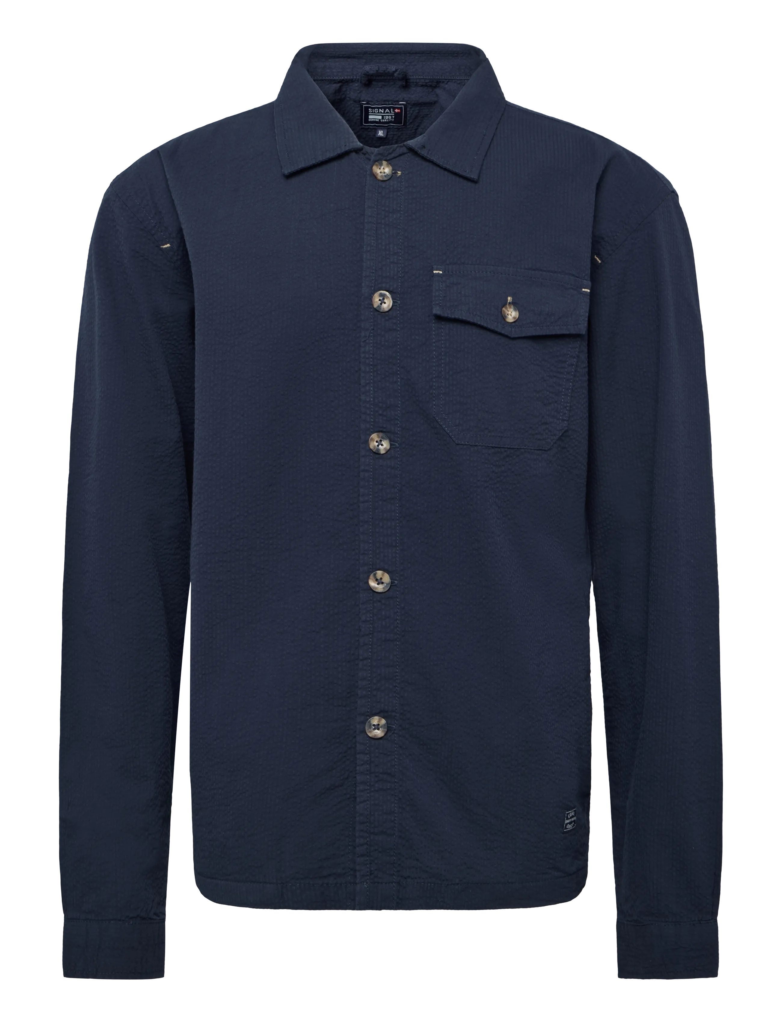 Signal THAGE SEERSUCKER - Leinenhemden - DEEP MARINE / navy