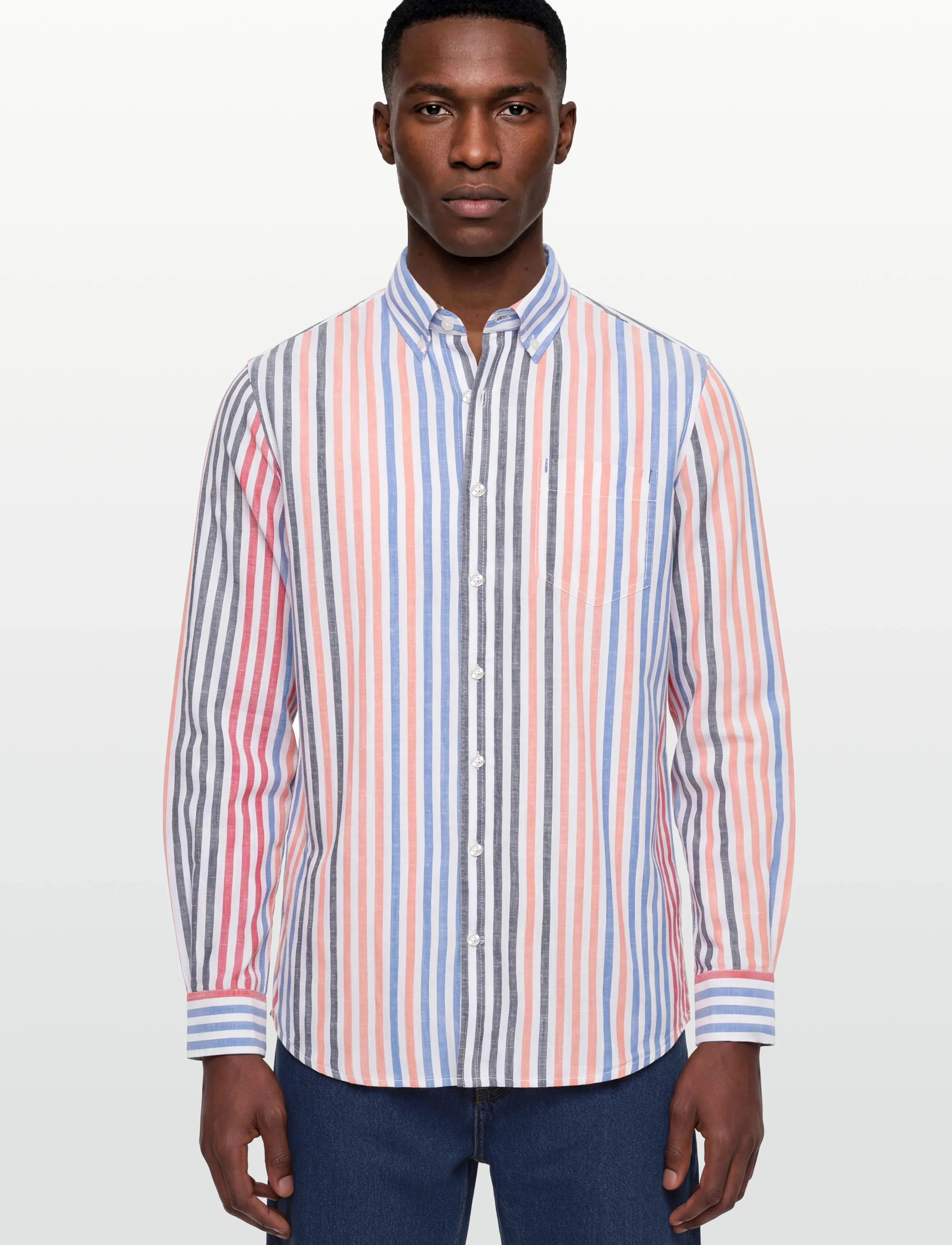 Signal - BOONE MULTI STRIPE - vabaajasärgid - faded coral - 3
