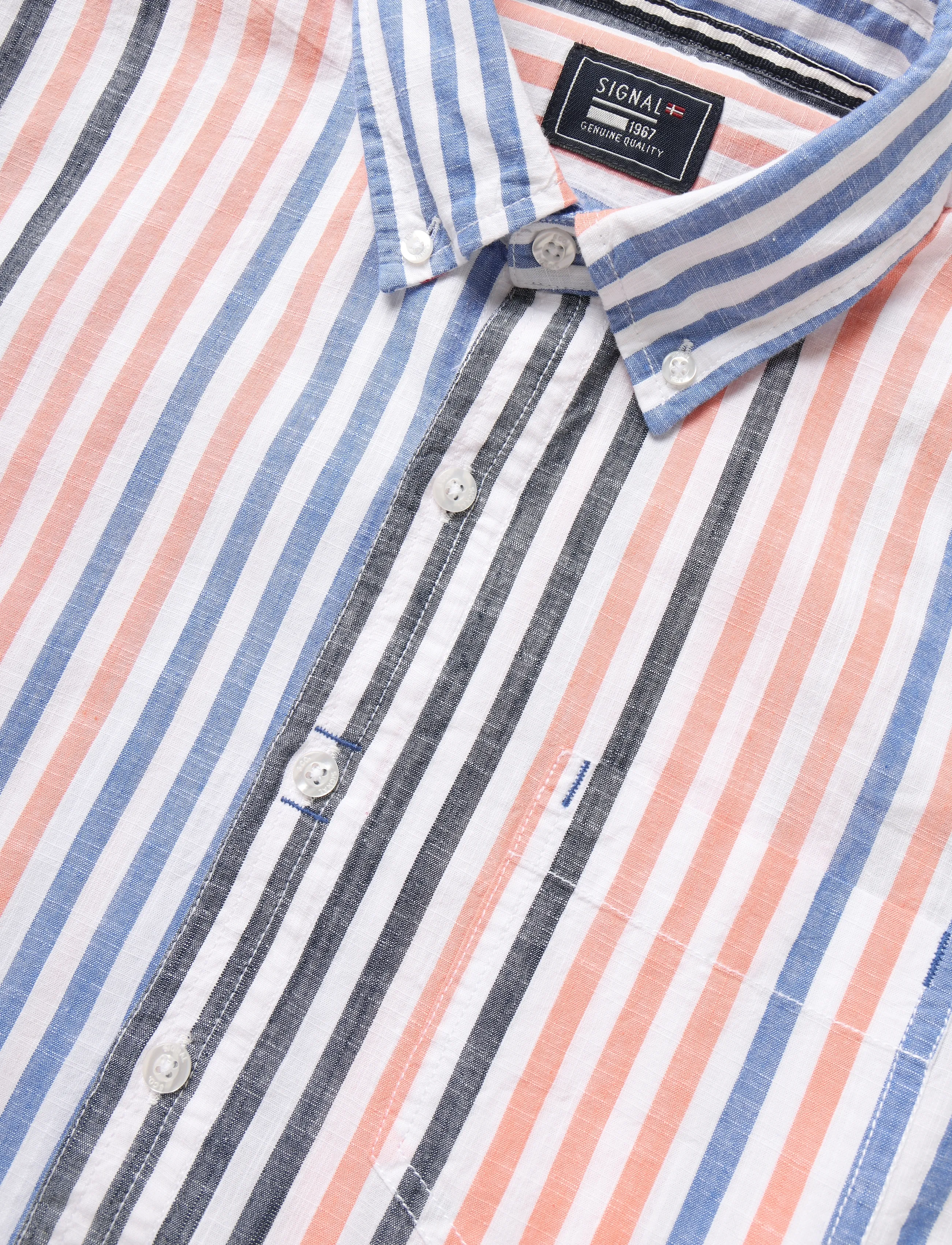 Signal - BOONE MULTI STRIPE - vabaajasärgid - faded coral - 5