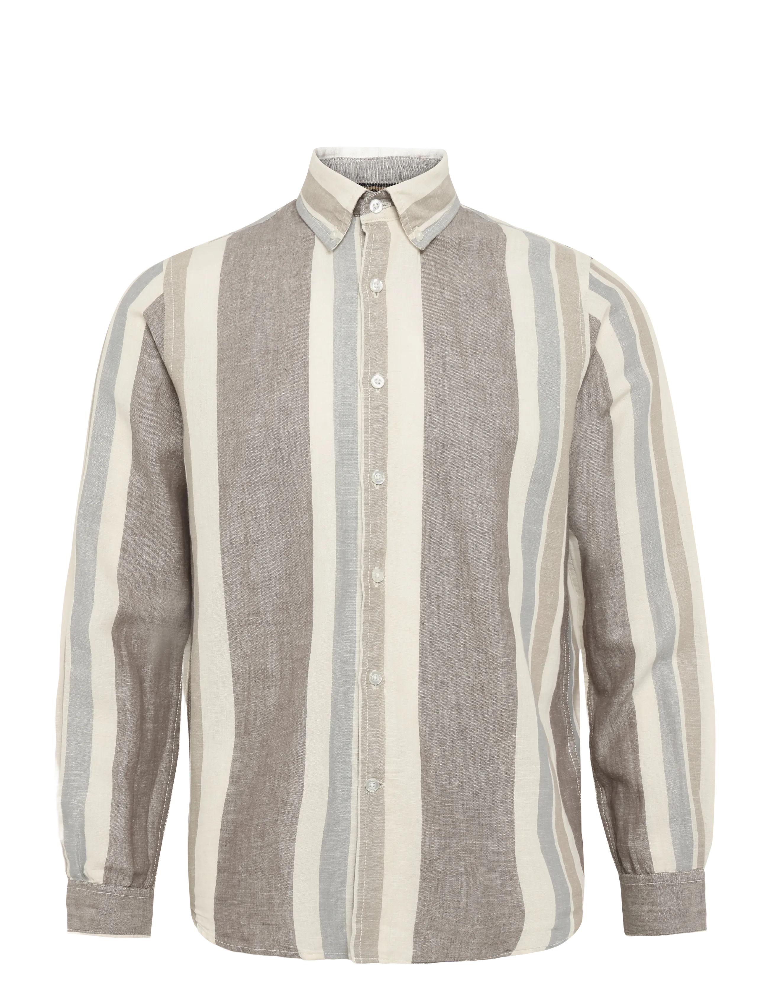 Signal GINOSI LINEN WIDE STRIPE - Shirts - BLUE MIRAGE / grey