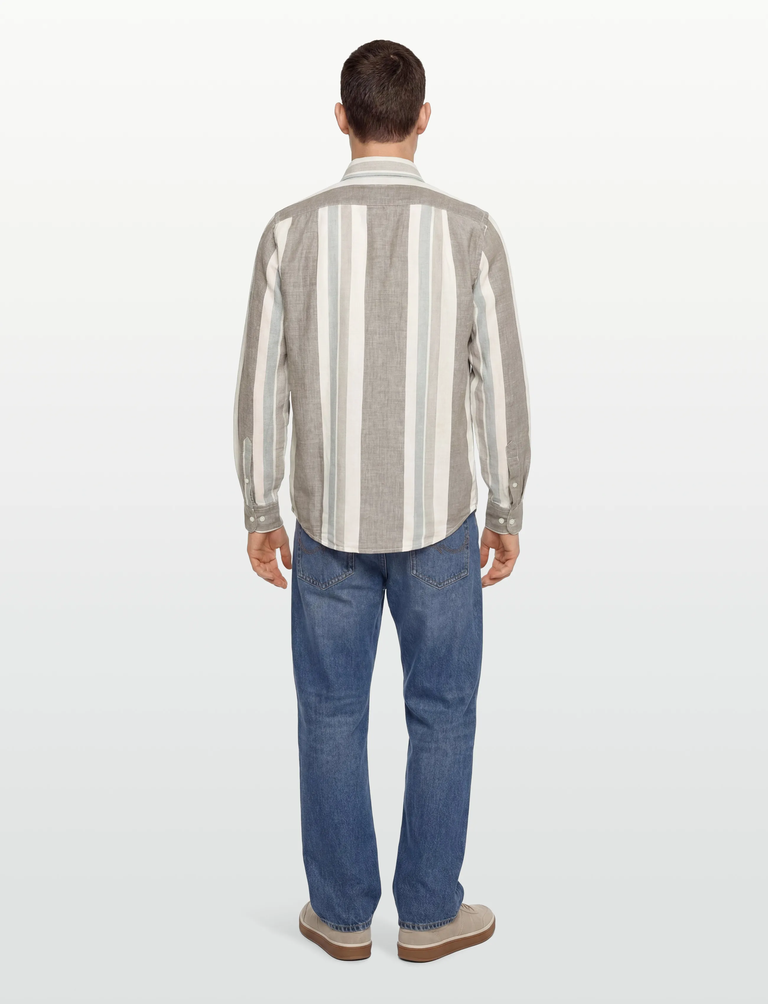 Signal - GINOSI LINEN WIDE STRIPE - men - blue mirage - 4