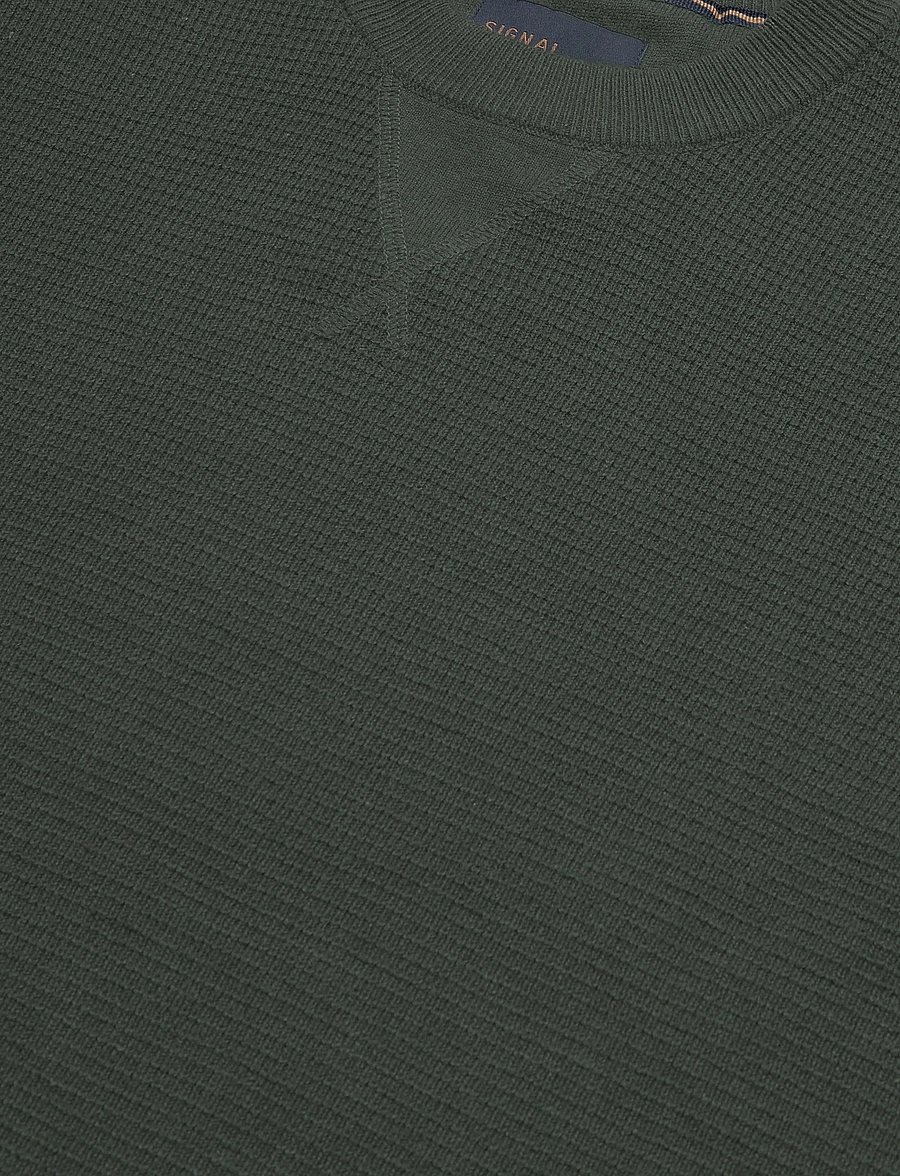 SIGNAL - 12488 ColtonSi V-Stitch Structure + - rundhalsad - evergreen - 2