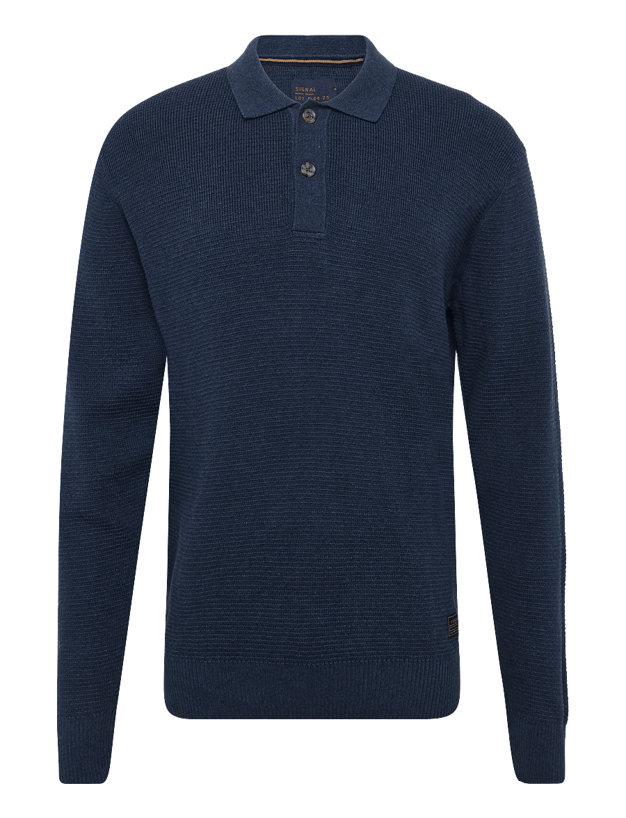 SIGNAL - 12553 CosmusSi Structure Polo - långärmade stickade pikétröjor - blue dipper - 0
