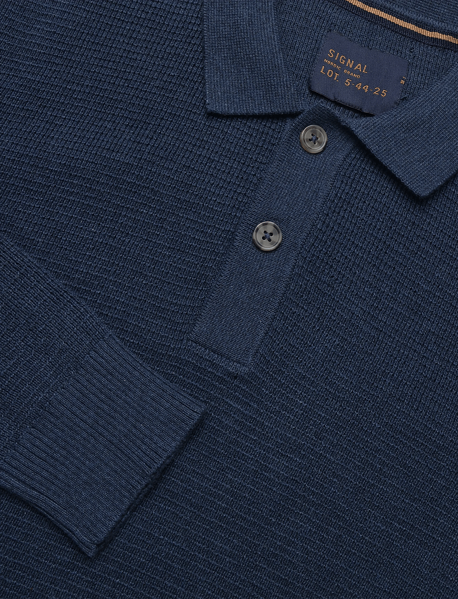 SIGNAL - 12553 CosmusSi Structure Polo - långärmade stickade pikétröjor - blue dipper - 2