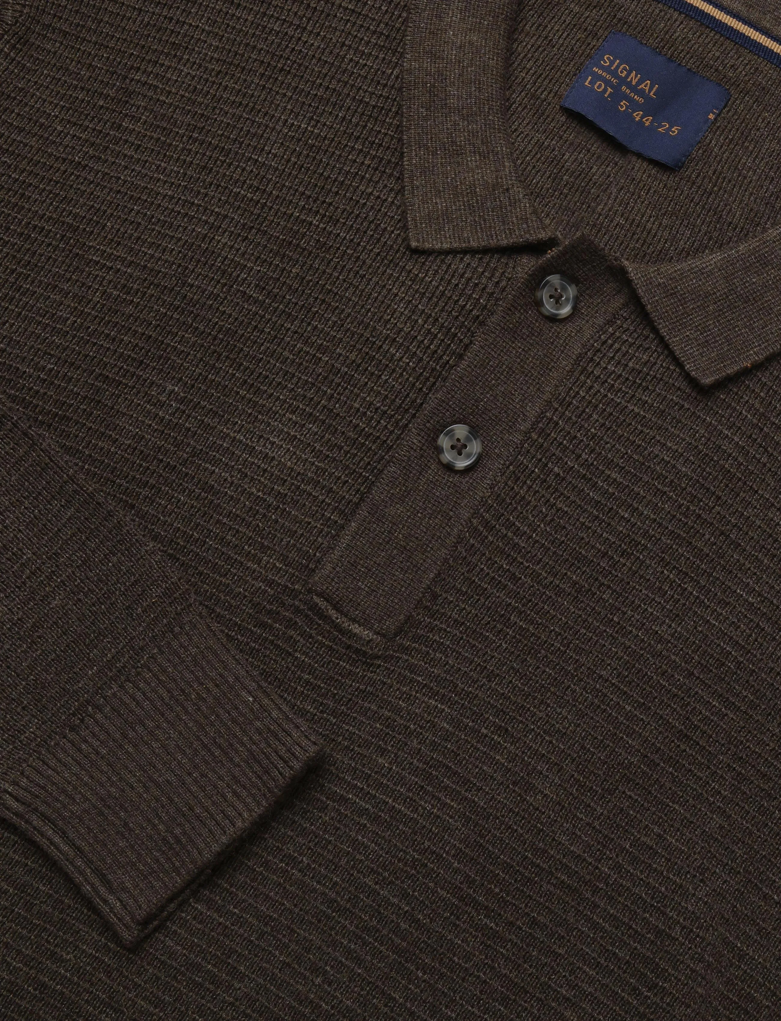 SIGNAL - 12553 CosmusSi Structure Polo - langärmelige strick-polohemden - brown coffee - 2