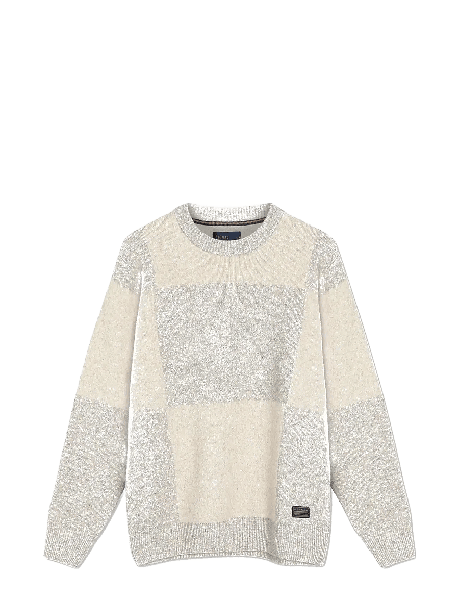SIGNAL - 12558 VilmerSi Panel Knit - rundhals - mid grey melange - 0