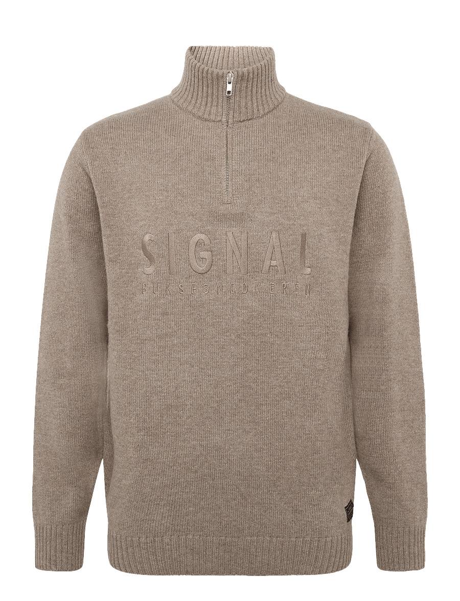 SIGNAL - 12561 VincentSi Logo Knit - pullover mit halbem reißverschluss - brown otter - 0