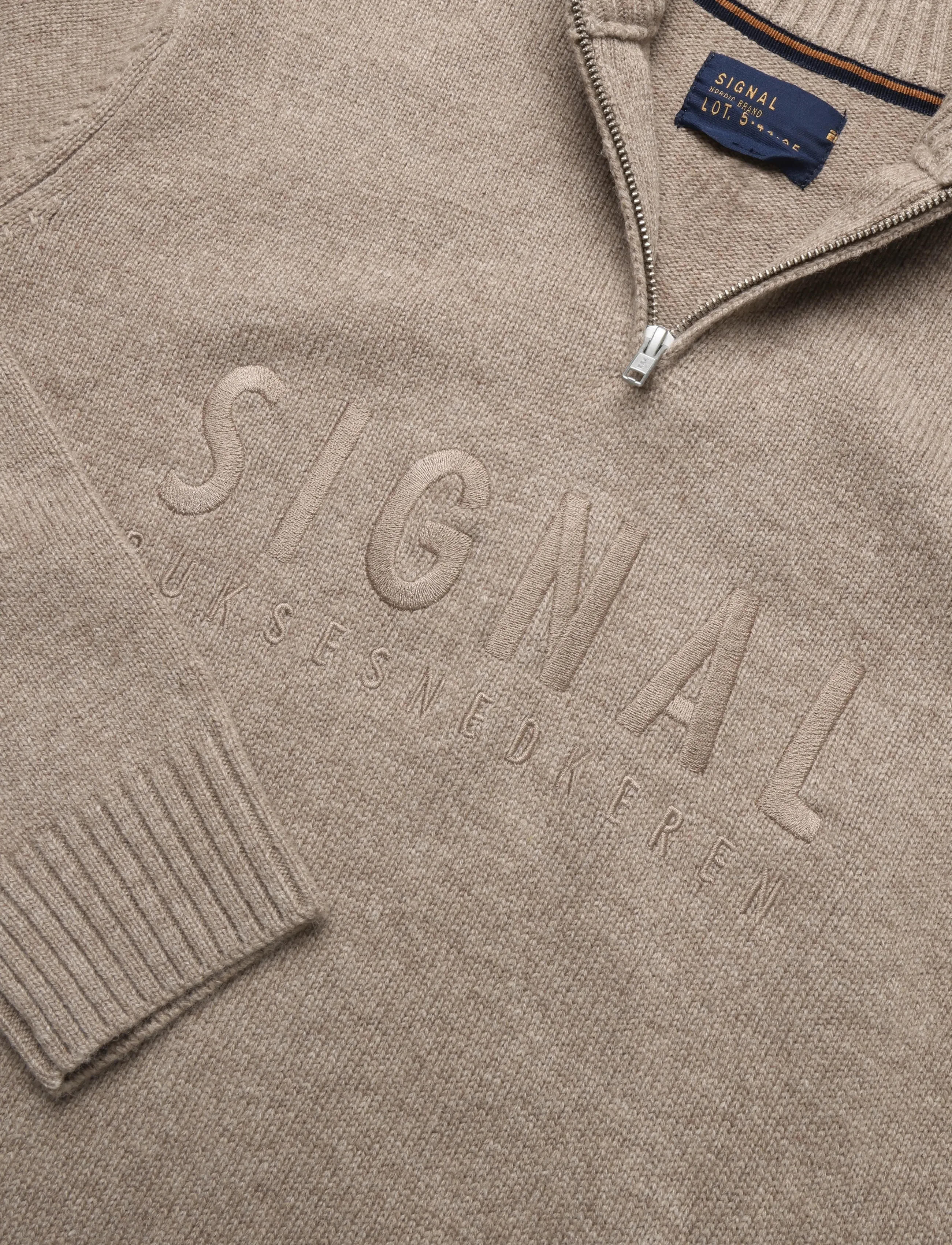 SIGNAL - 12561 VincentSi Logo Knit - pullover mit halbem reißverschluss - brown otter - 2