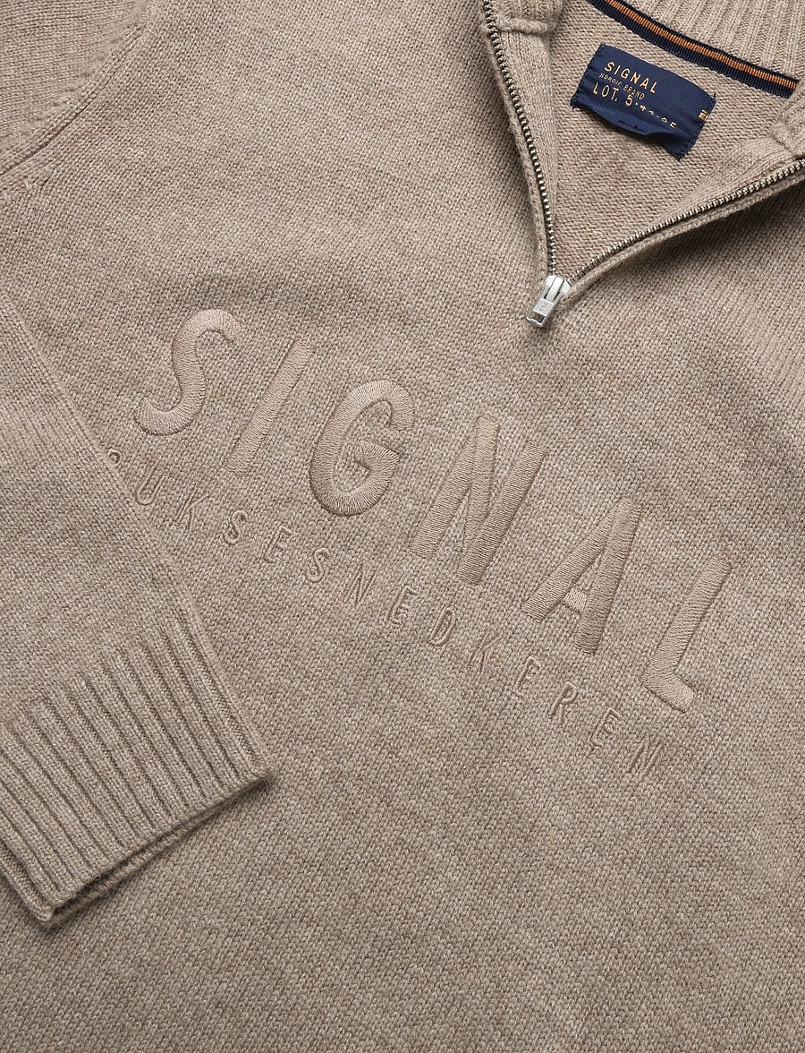SIGNAL - 12561 VincentSi Logo Knit - pullover mit halbem reißverschluss - brown otter - 2