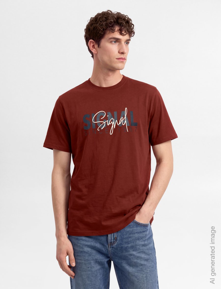 SIGNAL - 10.3591 OwenSi Print Tee + - kortärmade t-shirts - tandori red - 3