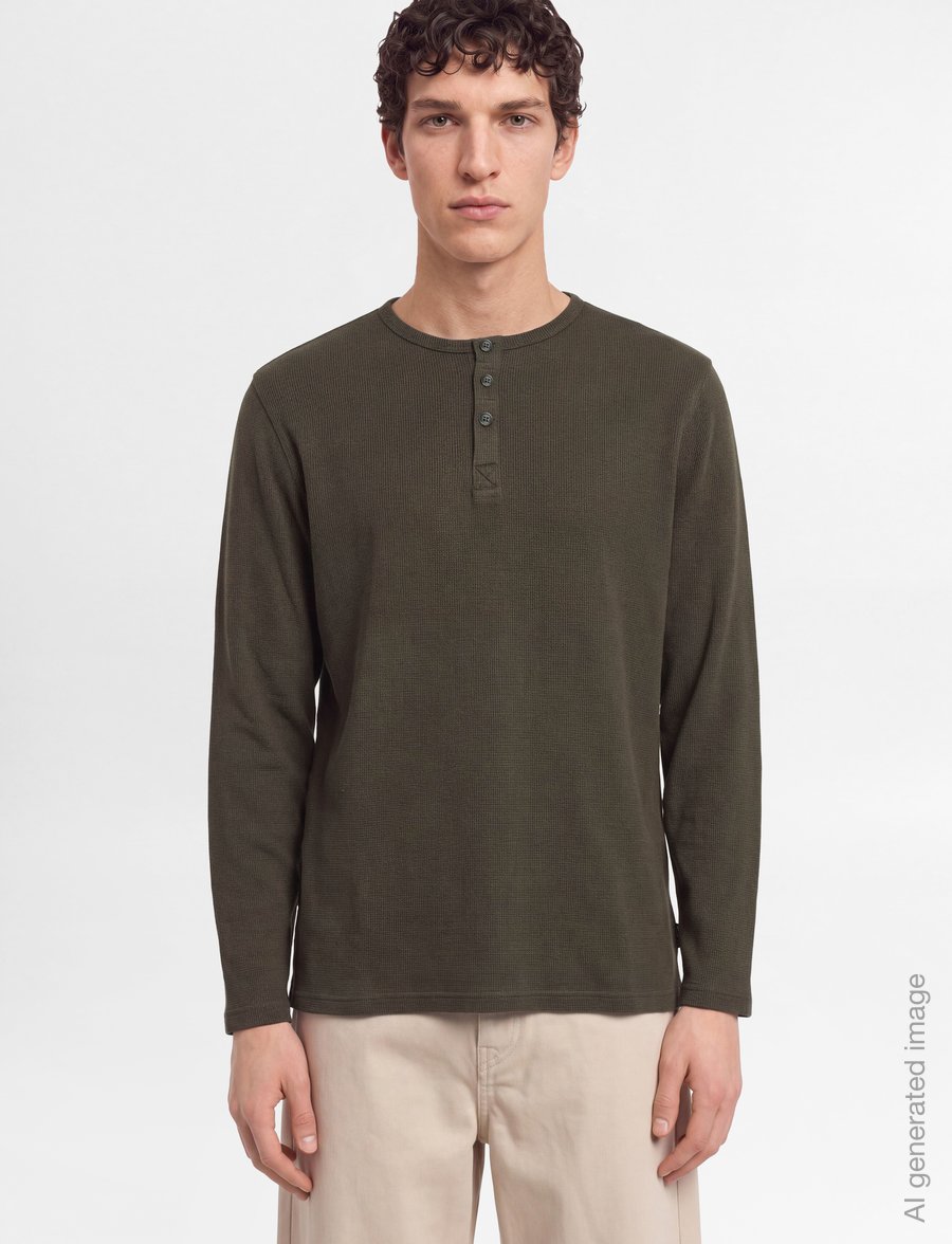 SIGNAL - 13615 DerekSi Granddad Waffle - långärmade t-shirts - brown coffee - 3