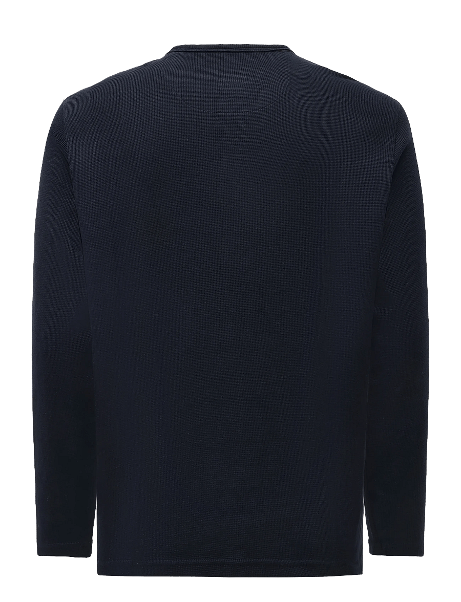 SIGNAL - 13615 DerekSi Granddad Waffle - langärmelige strick-polohemden - deep marine - 1