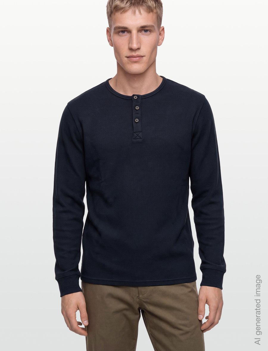SIGNAL - 13615 DerekSi Granddad Waffle - long-sleeved t-shirts - deep marine - 3