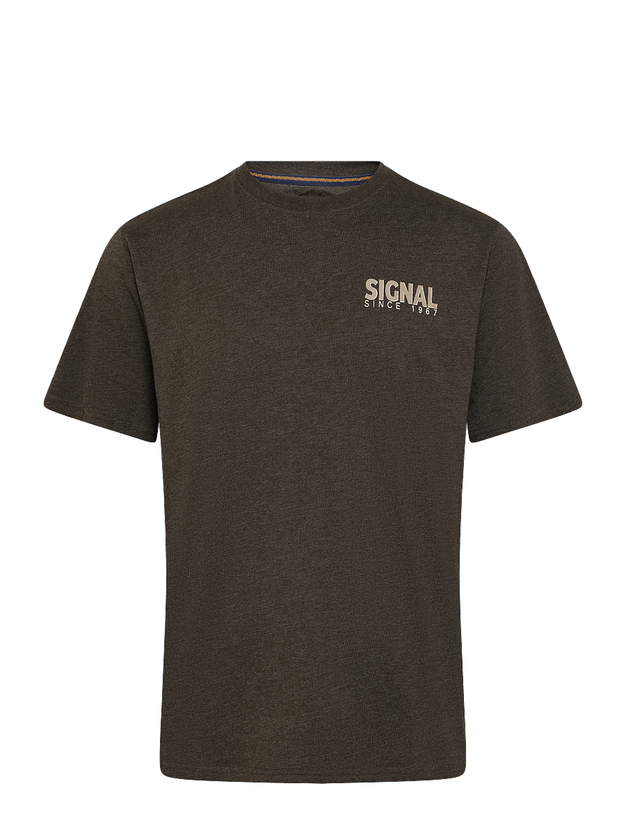 SIGNAL - 13654 LarrySi Chestprint - kortærmede t-shirts - brown coffee - 0