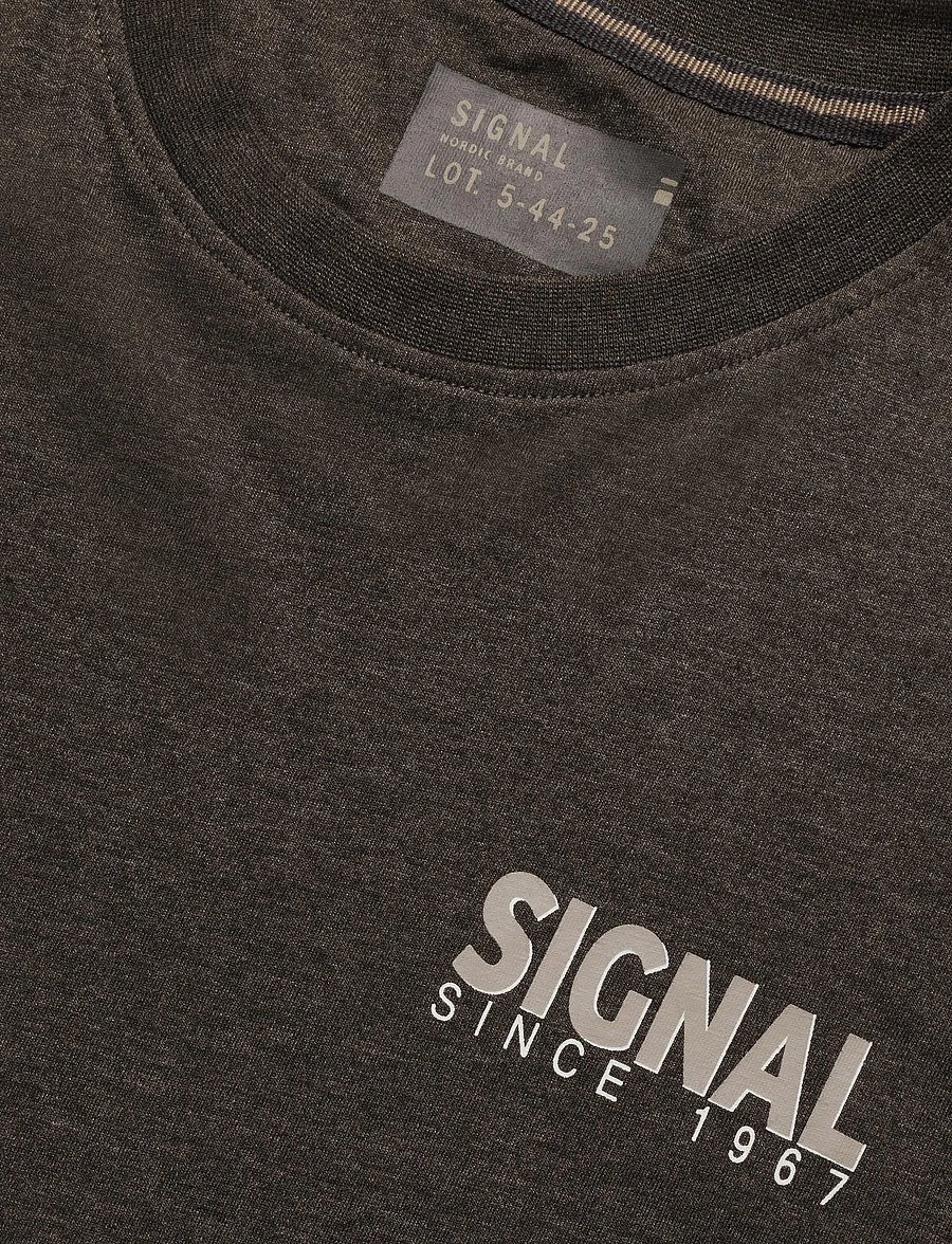 SIGNAL - 13654 LarrySi Chestprint - kortærmede t-shirts - brown coffee - 2