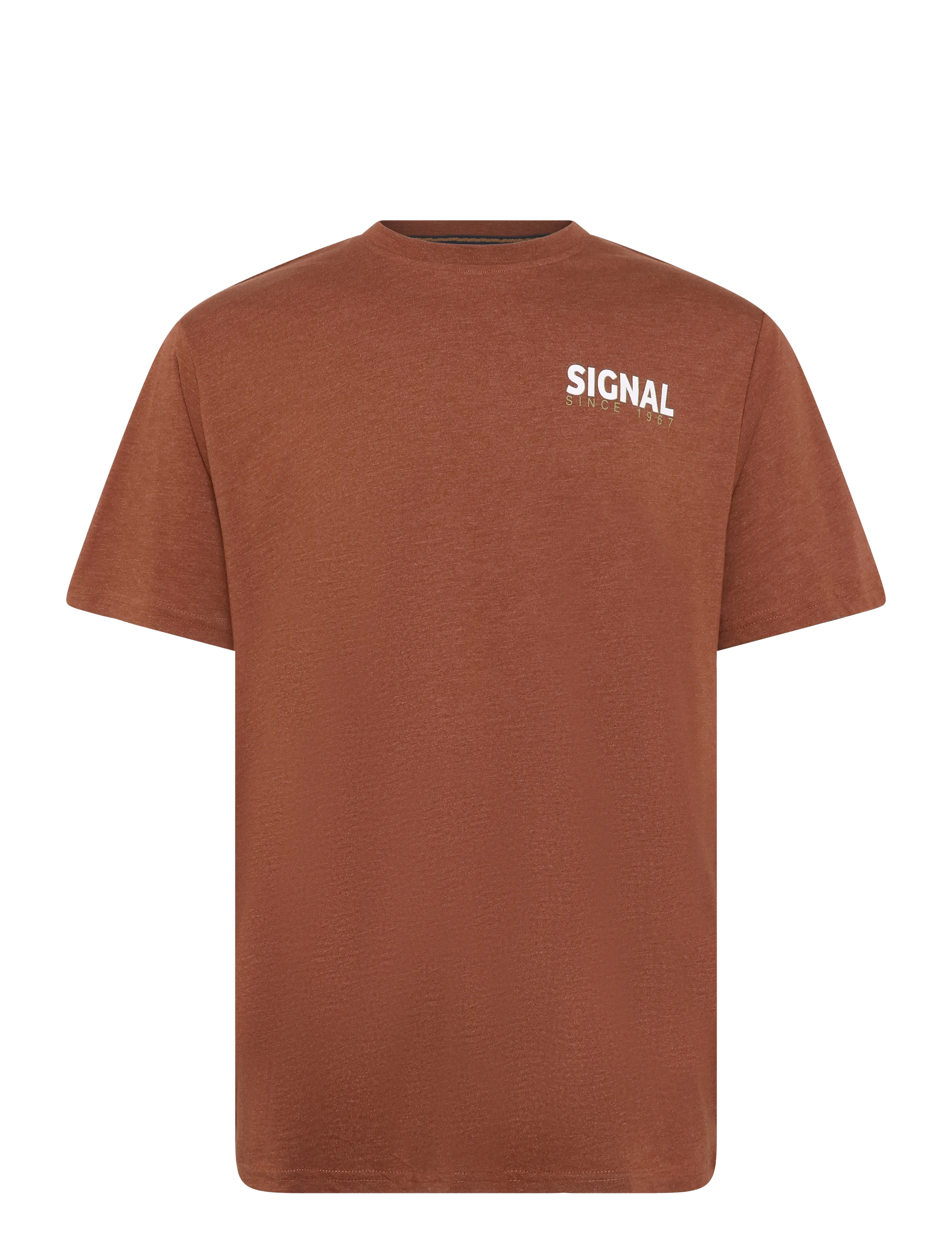 SIGNAL 13654 LarrySi Chestprint - T-shirts - RUSTY RED / brown