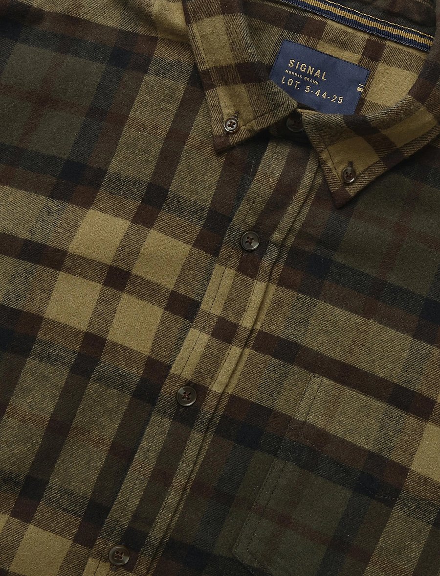 SIGNAL - 15857 MannSi Check - rutiga skjortor - brown coffee - 2