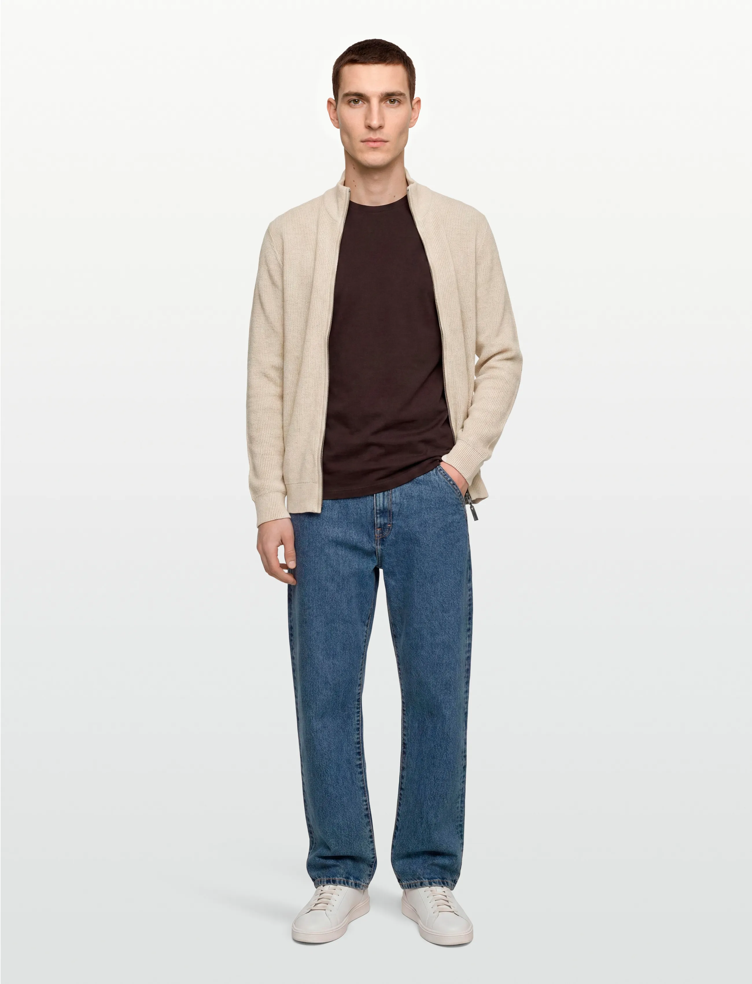 SIGNAL Anderssi Structure Cardigan +, 3XL, Cream, Strik > Cardigans, Herre
