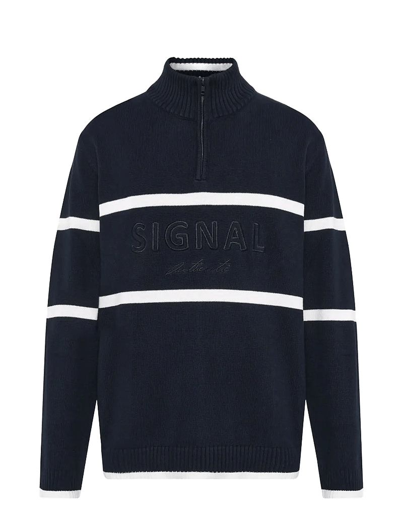 SIGNAL - CaneSI Logo Knit - pullover mit halbem reißverschluss - deep marine - 1
