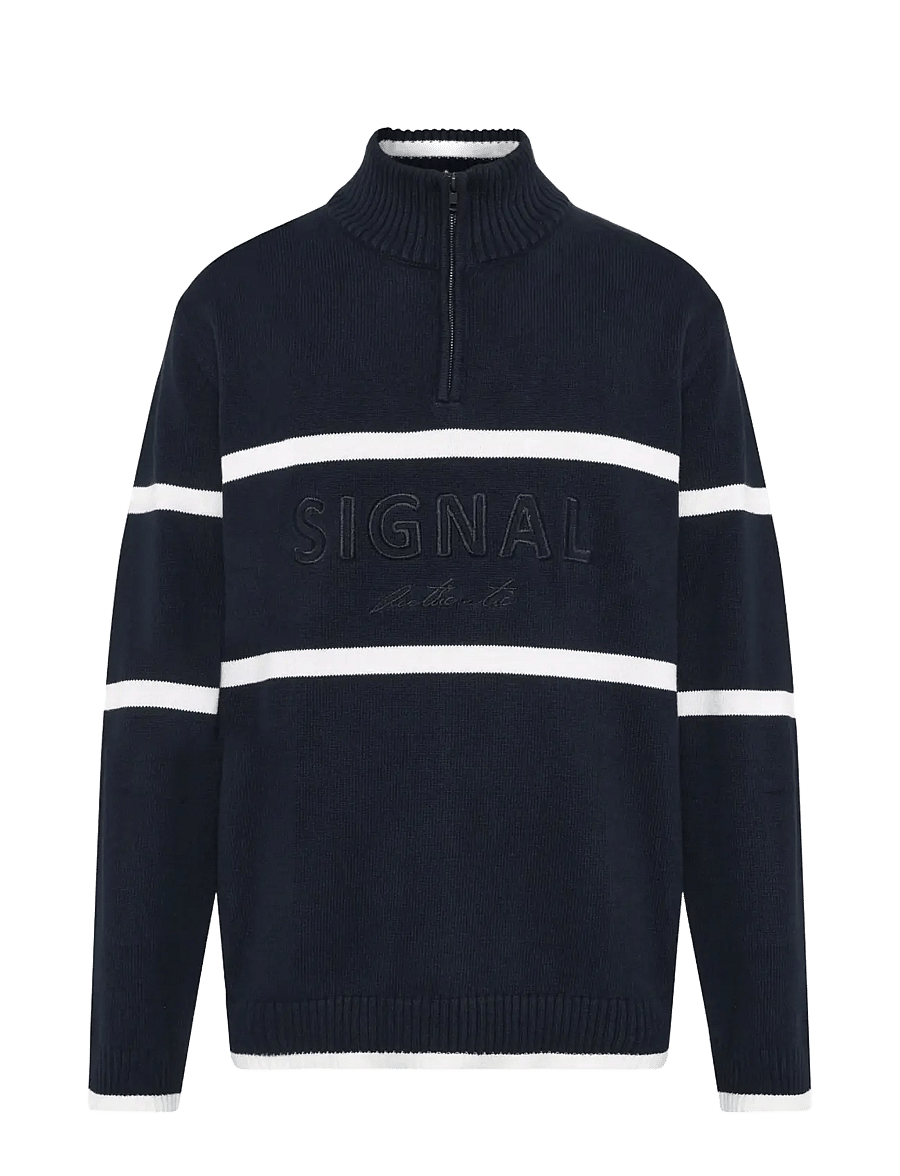 SIGNAL - CaneSI Logo Knit - pullover mit halbem reißverschluss - deep marine - 1