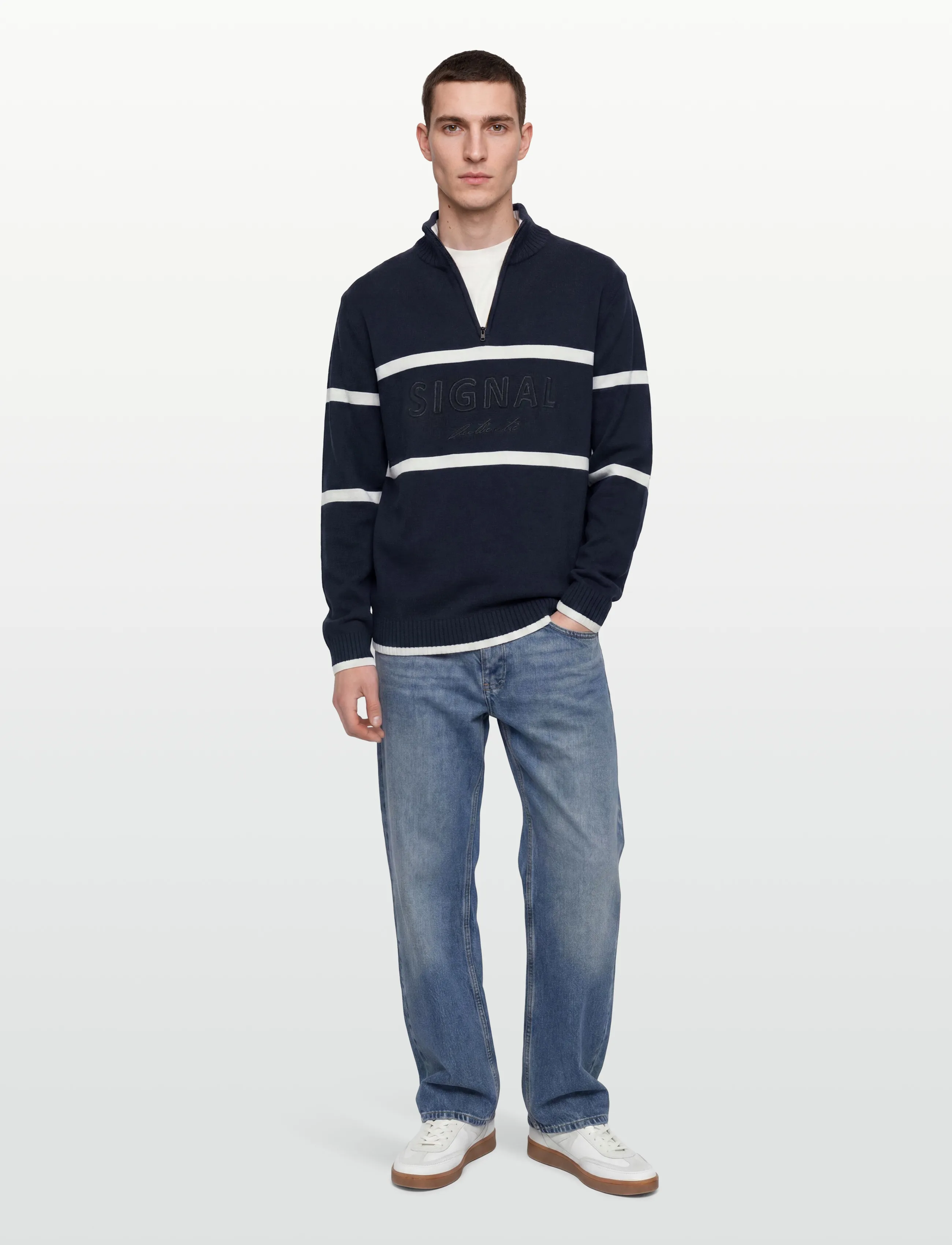 SIGNAL CaneSI Logo Knit - Pullover mit halbem Reißverschluss - DEEP MARINE / navy