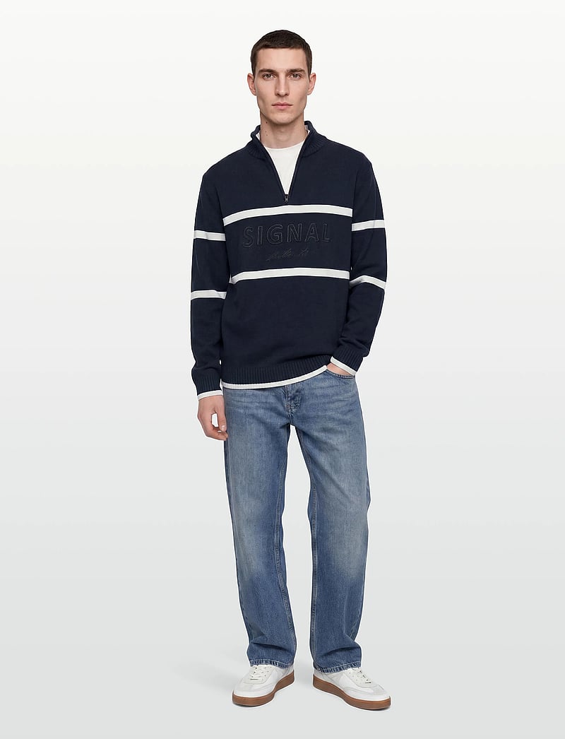 SIGNAL - CaneSI Logo Knit - pullover mit halbem reißverschluss - deep marine - 0