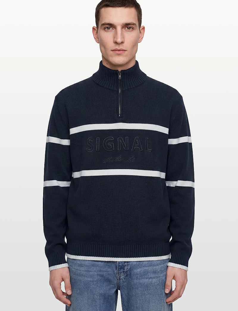 SIGNAL - CaneSI Logo Knit - pullover mit halbem reißverschluss - deep marine - 3