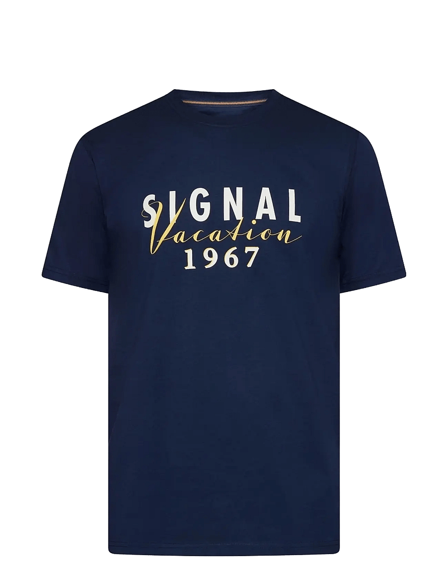SIGNAL - FinnSi Front Print Tee + - kurzärmelig - blue captain - 1